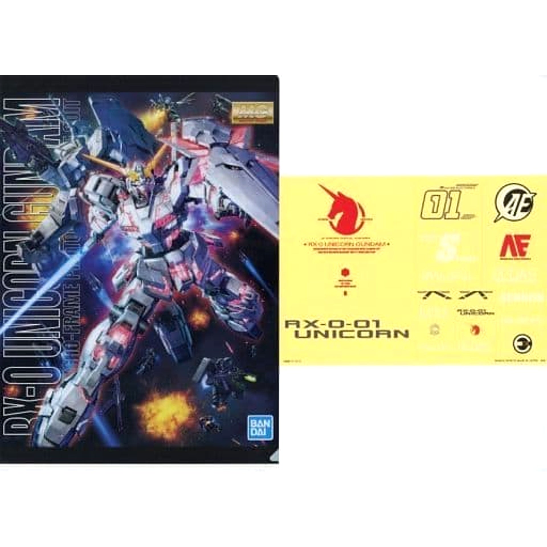 Mobile Suit Gundam Unicorn Gundam MG Ichiban Kuji Gunpla 2021 A4 Clear File & Sticker Set Prize I [USED]