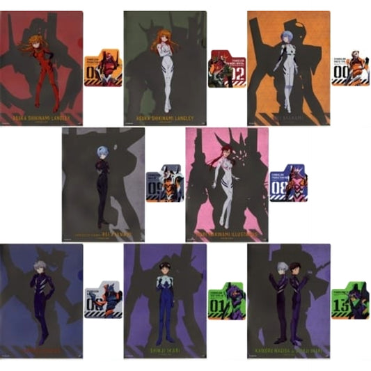 Evangelion Evangelion Unit 2 & Others All 8 Types Set Ichiban Kuji Mark.06, Descends! A4 Clear File & Sticker Set Prize I [USED]