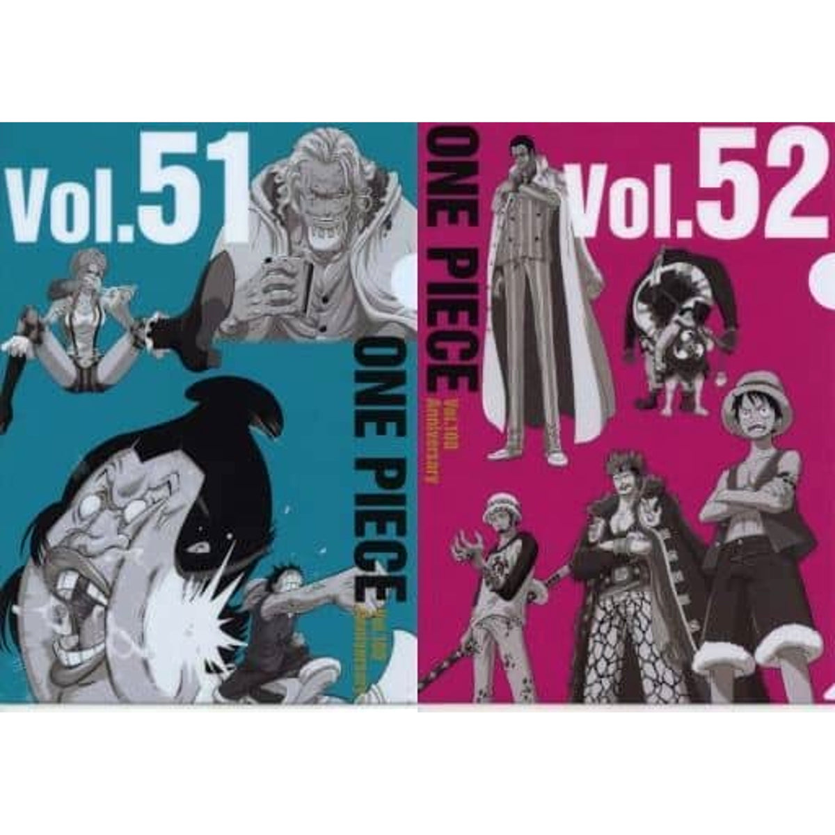 One Piece Vol.51&52 Ichiban Kuji WT100 Memorial Drawing By Eiichiro Oda Hundred Views Of Great Pirates A4 History Clear File Set Prize K [USED]
