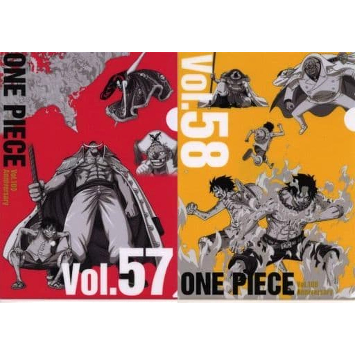 One Piece Vol.57&58 Ichiban Kuji WT100 Memorial Drawing By Eiichiro Oda Hundred Views Of Great Pirates A4 History Clear File Set Prize K [USED]