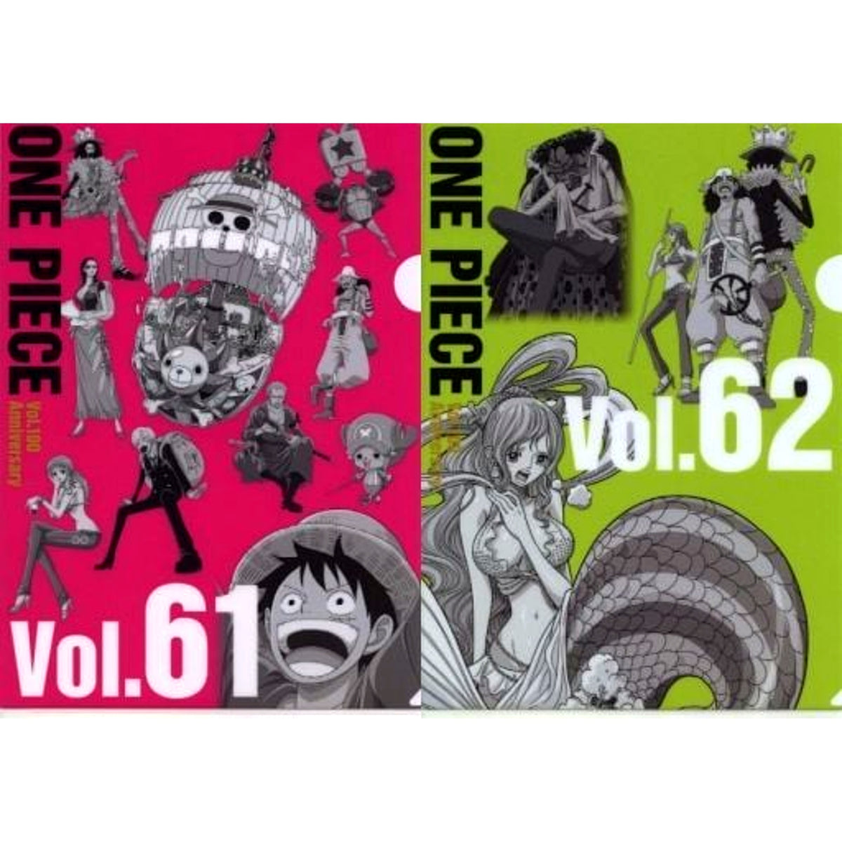 Set of 2 Group Vol. 61 and 62 K Prize A4 History Clear File Ichiban Kuji One Piece WT100 Commemoration Eiichiro Oda Illustration Great Pirate 100 Landscapes [USED]