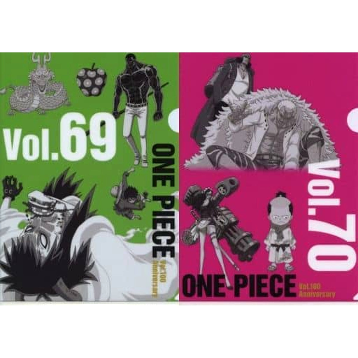 One Piece Vol.69&70 Ichiban Kuji WT100 Memorial Drawing By Eiichiro Oda Hundred Views Of Great Pirates A4 History Clear File Set Prize K [USED]