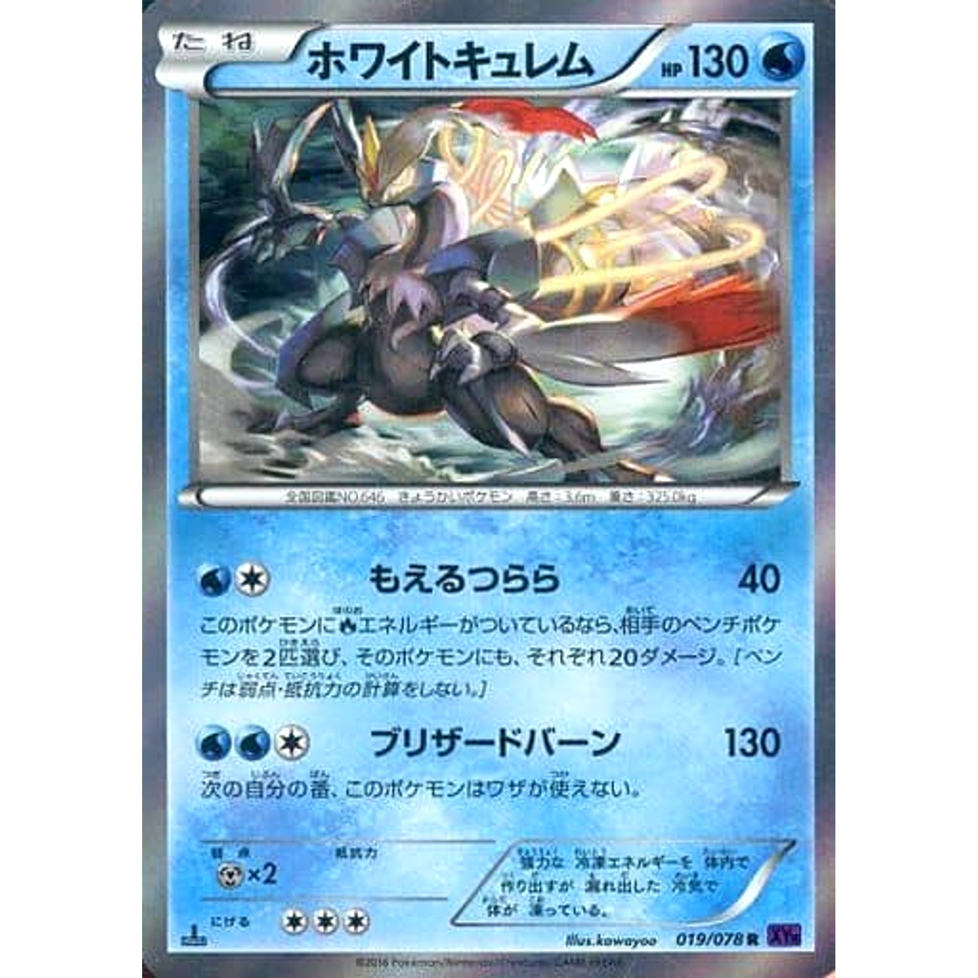 Pokemon White Kyurem Holo R 019/078 XY10 Awakening Psychic King Japanese Pokemon Card [USED]