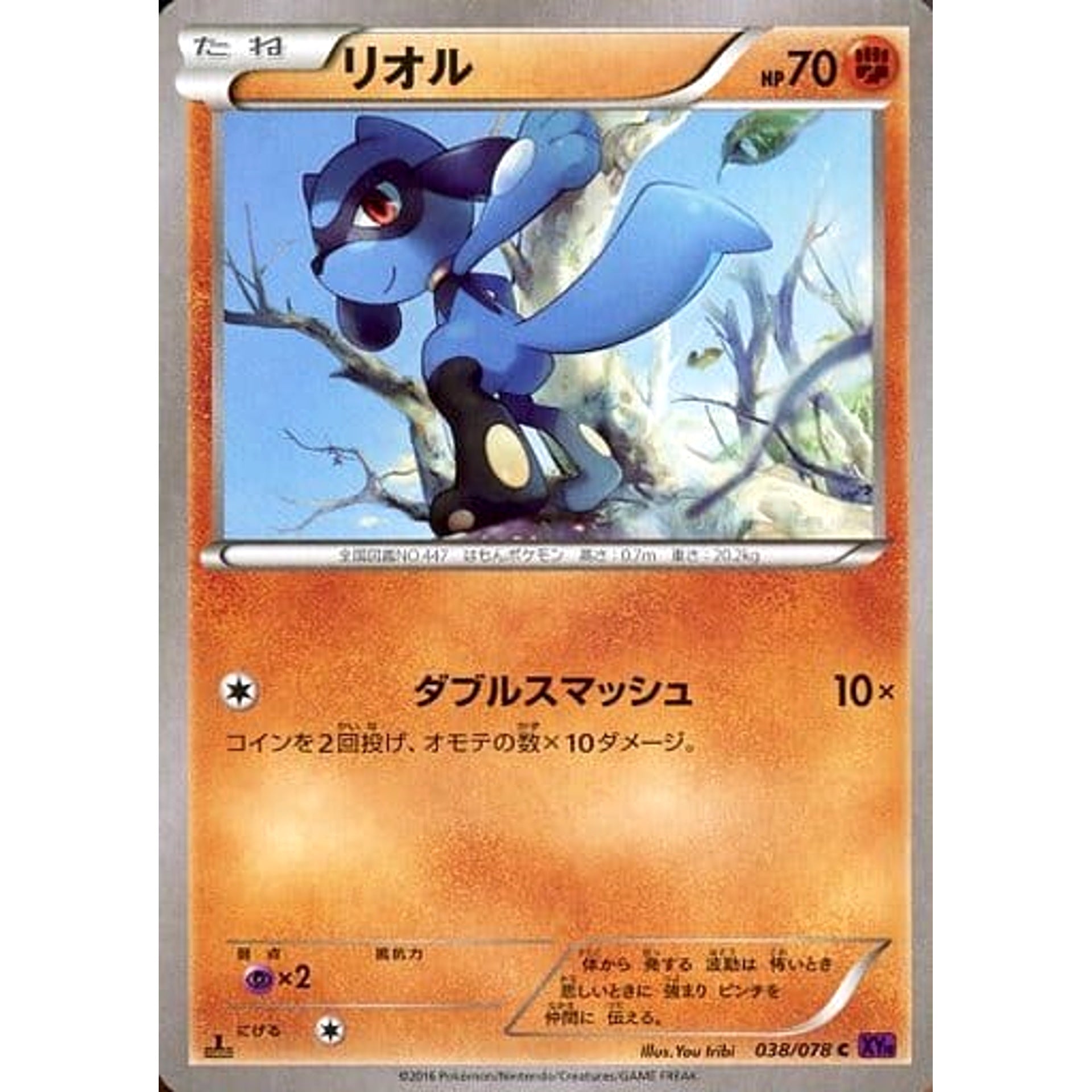 Pokemon Riolu C 038/078 XY10 Awakening Psychic King Japanese Pokemon Card [USED]