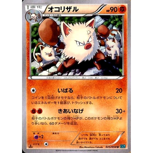Pokemon Primeape U 025/054 XY11 Cruel Traitor Japanese Pokemon Card [USED]