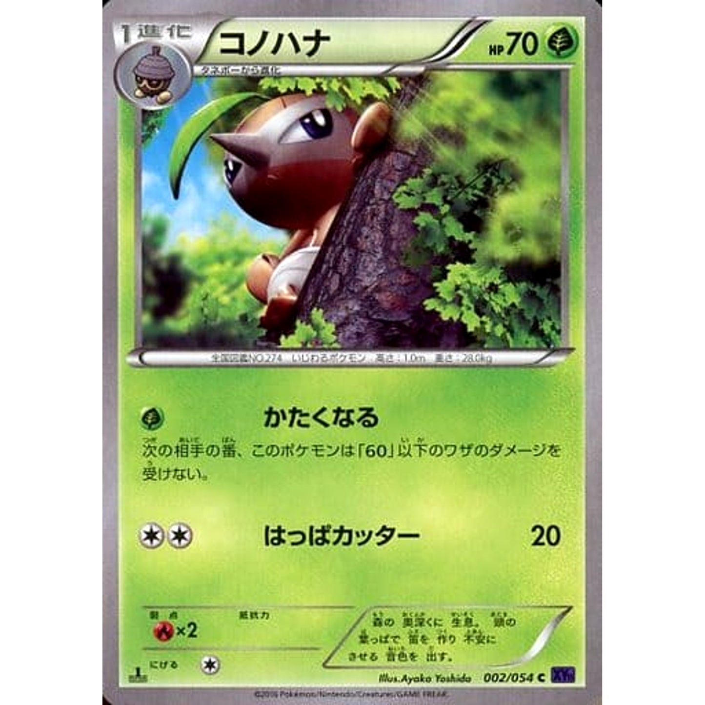 Pokemon Nuzleaf C 002/054 XY11 Fever-Burst Fighter Japanese Pokemon Card [USED]