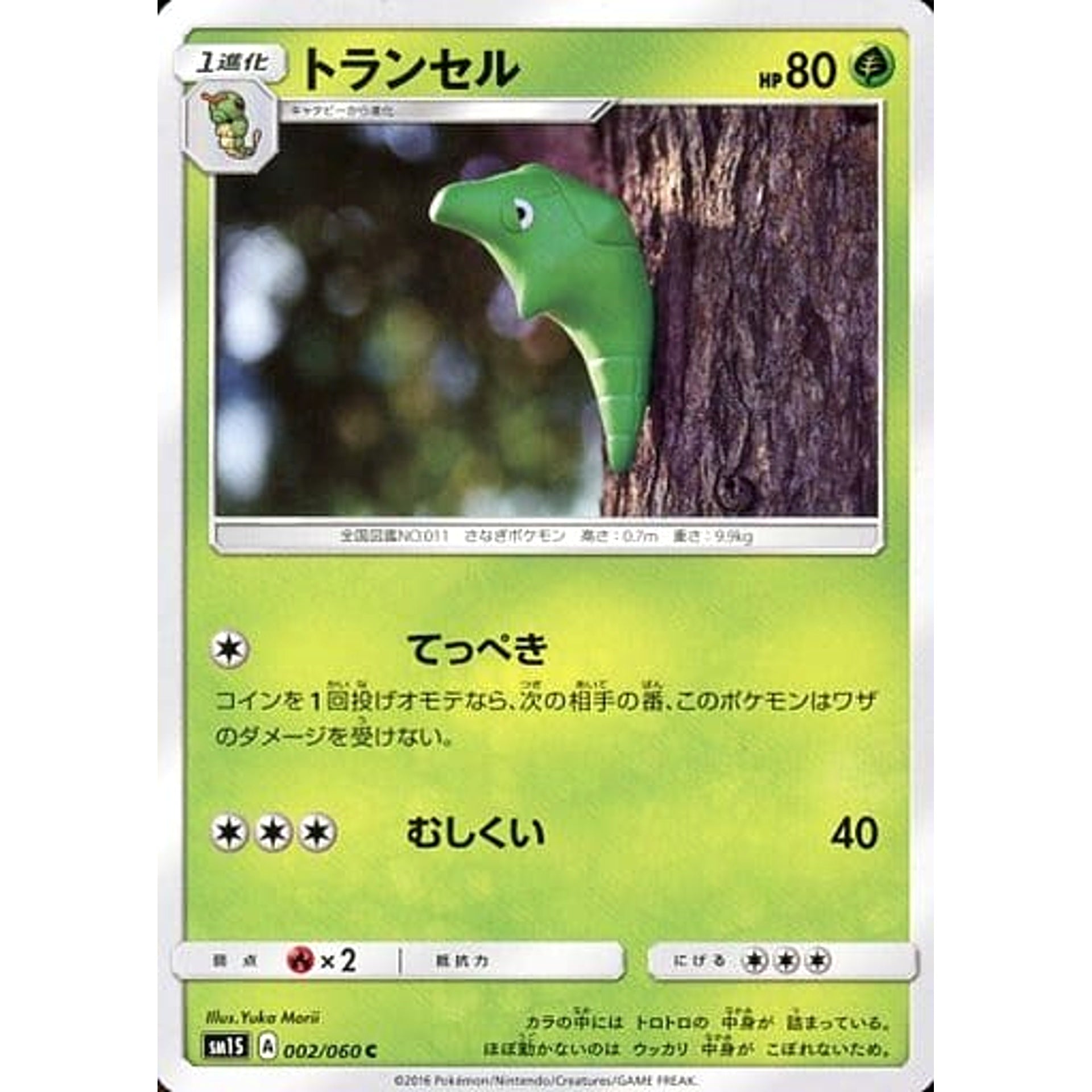 Pokemon Metapod C 002/060 SM1S Collection Sun Japanese Pokemon Card [USED]