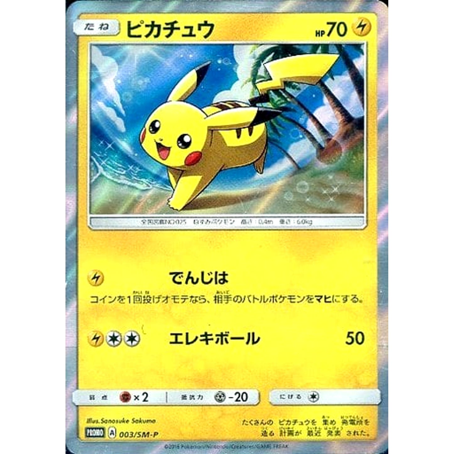 Pokemon Pikachu Holo Promo 003/SM-P Promotion Card SM-P Japanese Pokemon Card [USED]