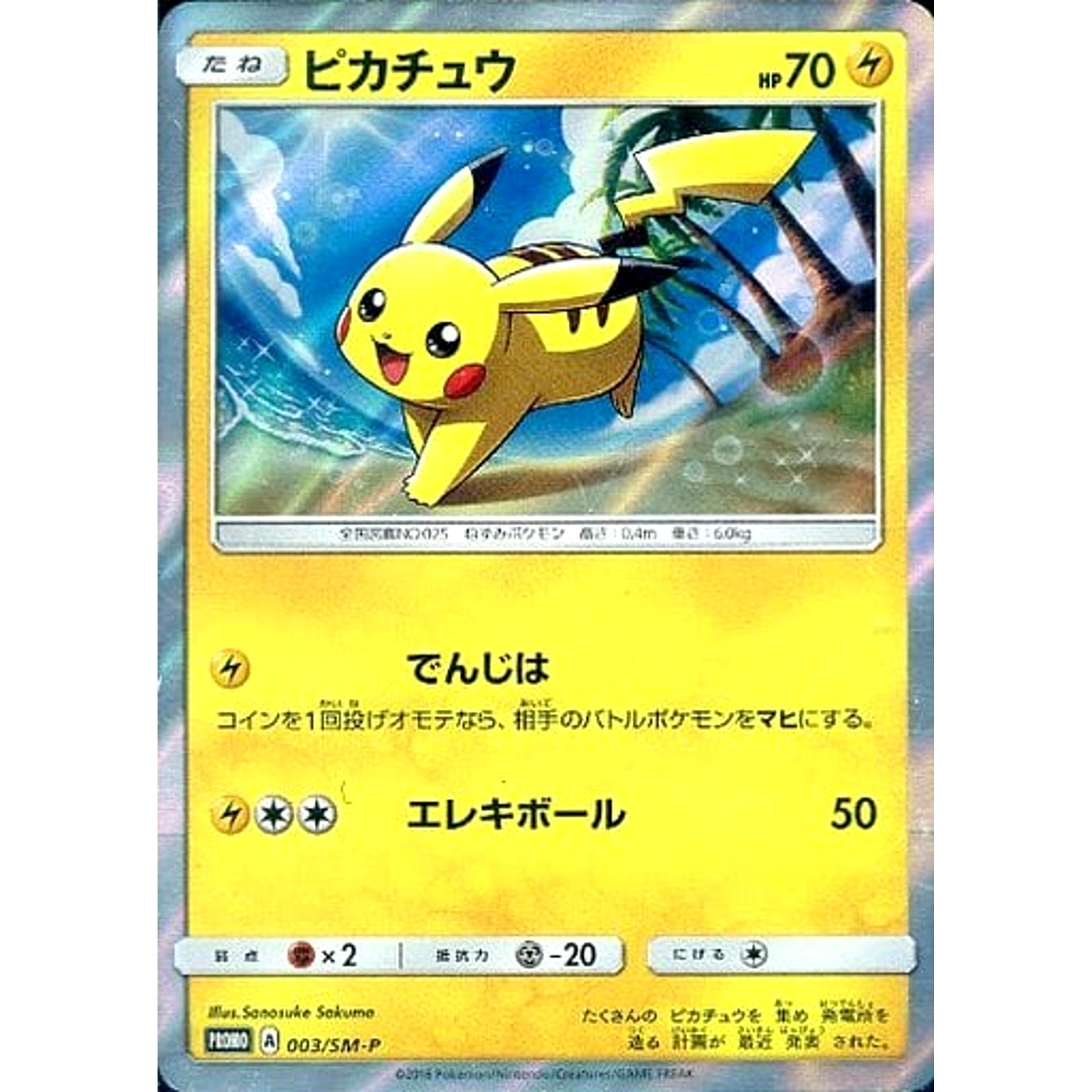 Pokemon Pikachu Holo Promo 003/SM-P Promotion Card SM-P Japanese Pokemon Card [USED]