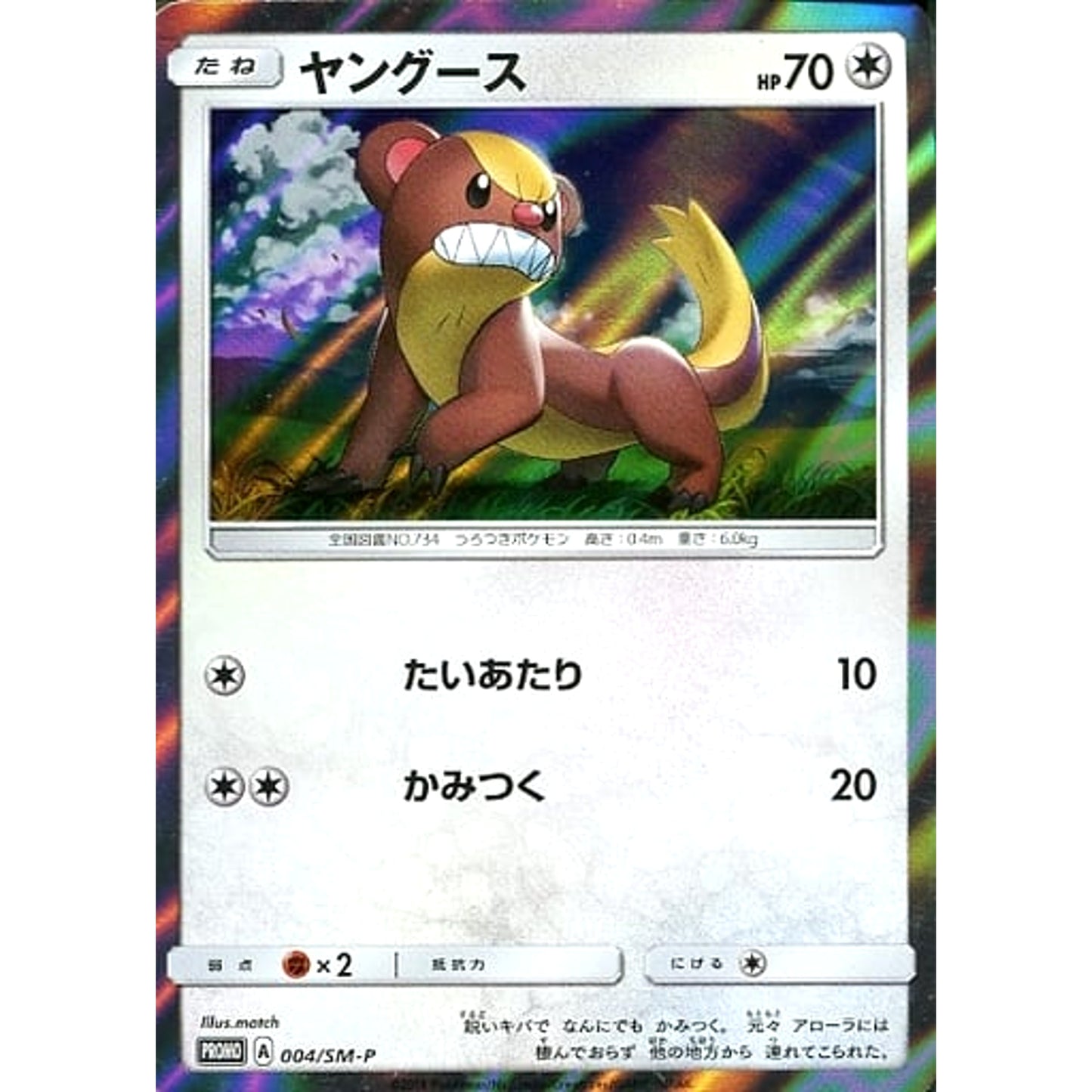 Pokemon Yungoos Holo Promo 004/SM-P Promotion Card SM-P Japanese Pokemon Card [USED]