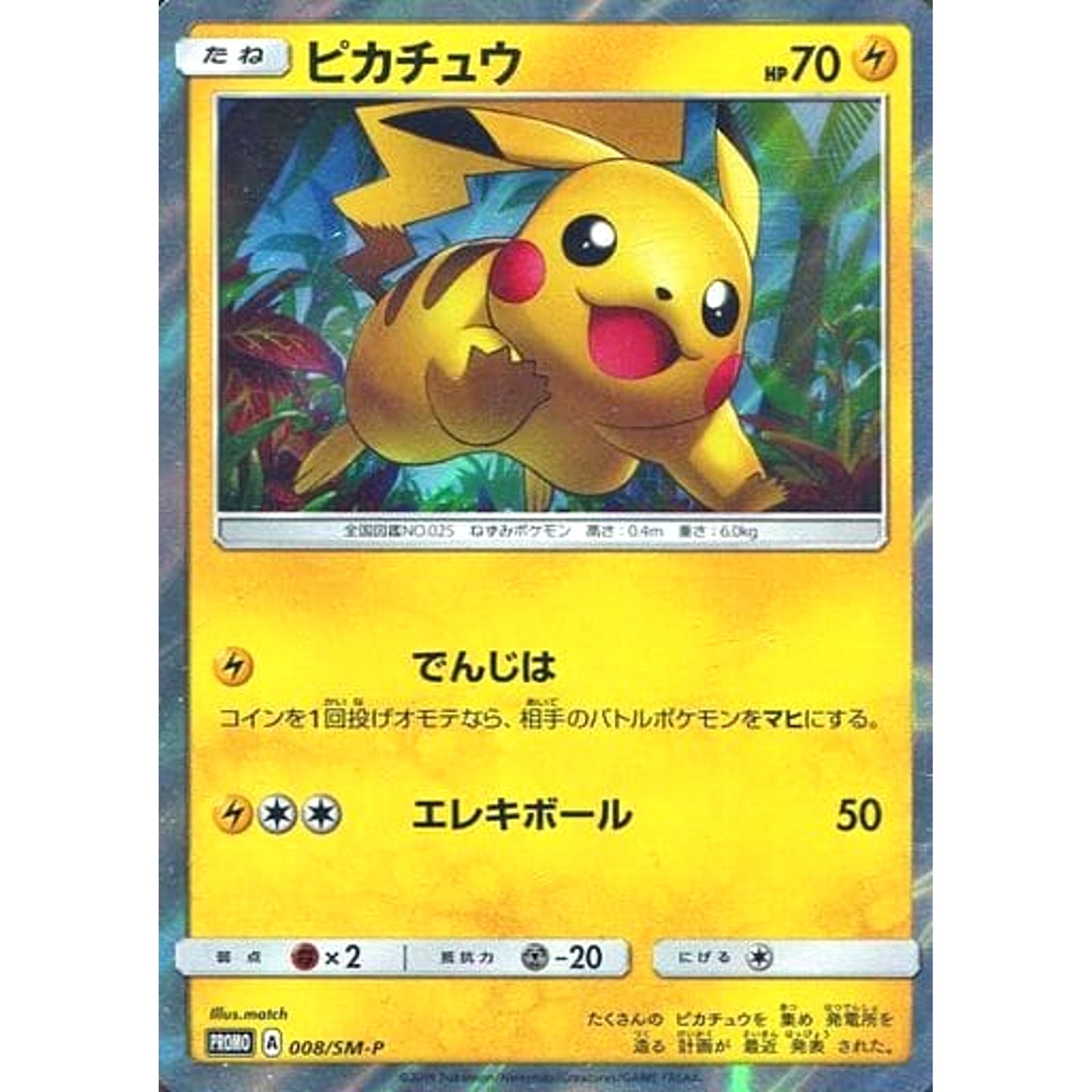 Pokemon Pikachu Holo Promo 008/SM-P Promotion Card SM-P Japanese Pokemon Card [USED]