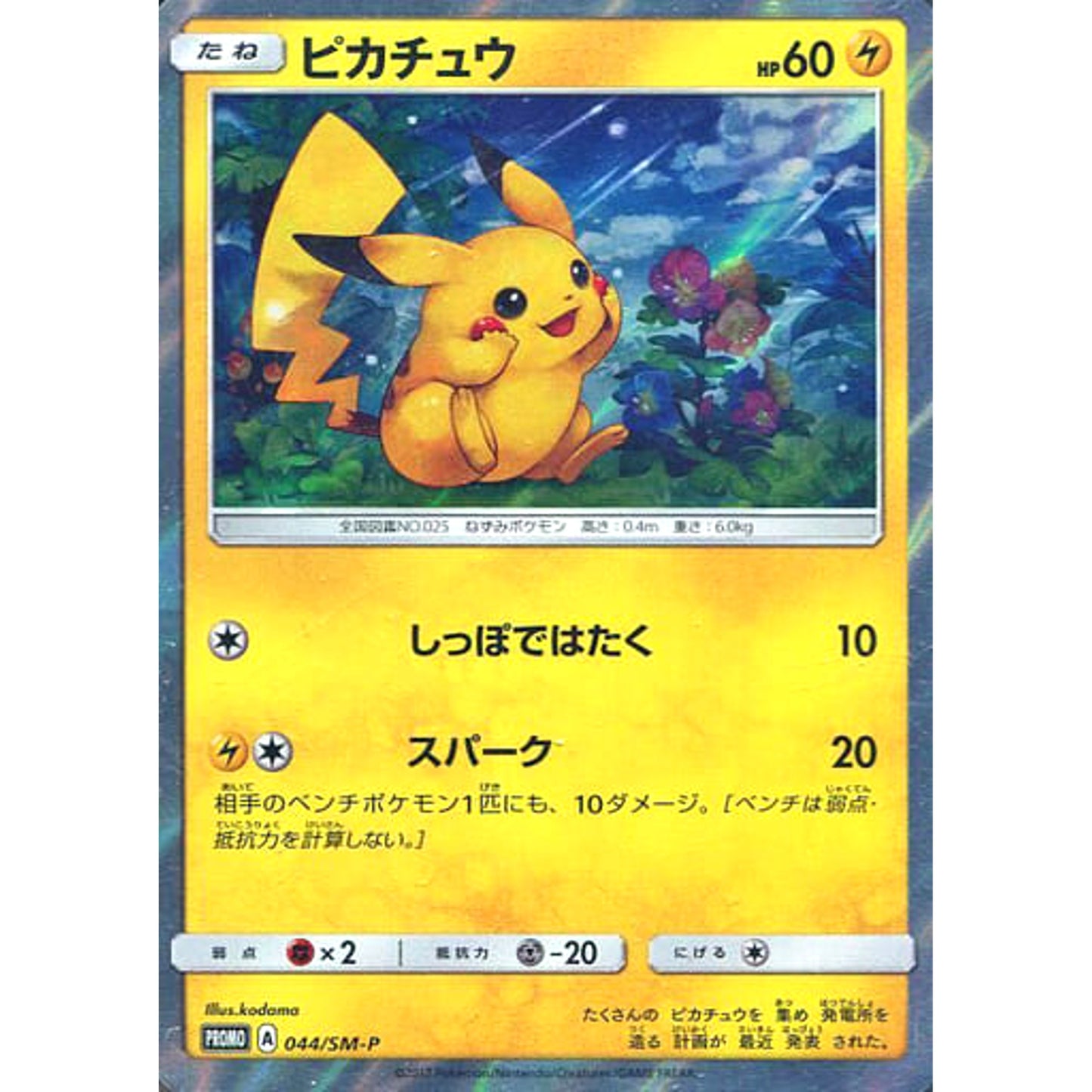 Pokemon Pikachu Holo Promo 044/SM-P Promotion Card SM-P Japanese Pokemon Card [USED]