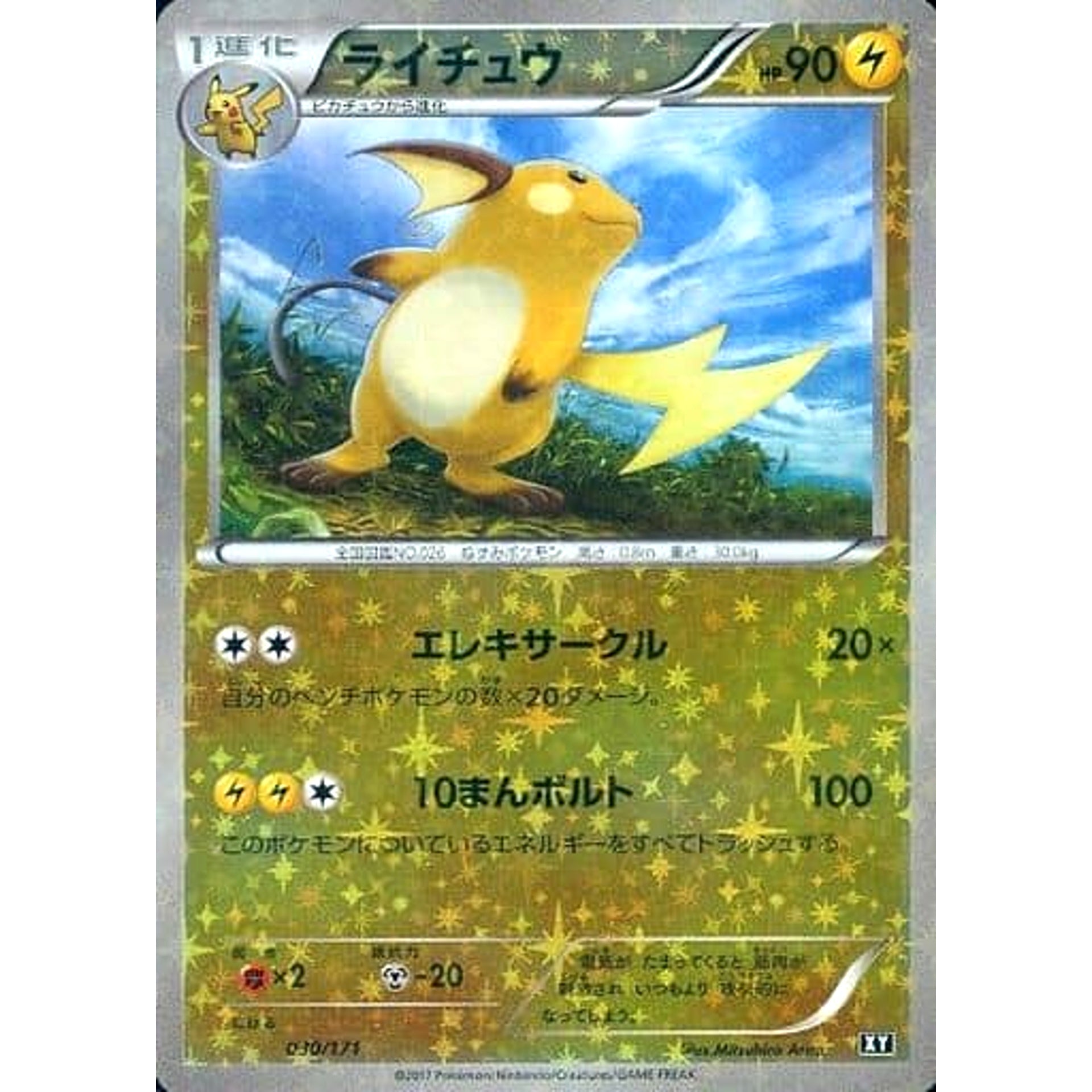 Pokemon Raichu Reverse Holo 030/171 XY The Best of XY Japanese Pokemon Card [USED]