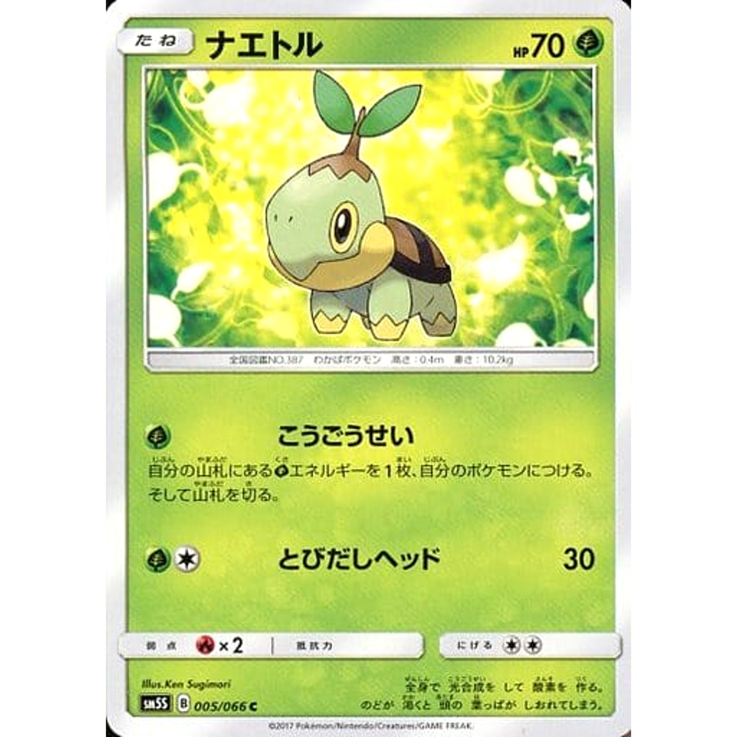 Pokemon Turtwig C 005/066 SM5S Ultra Sun Japanese Pokemon Card [USED]