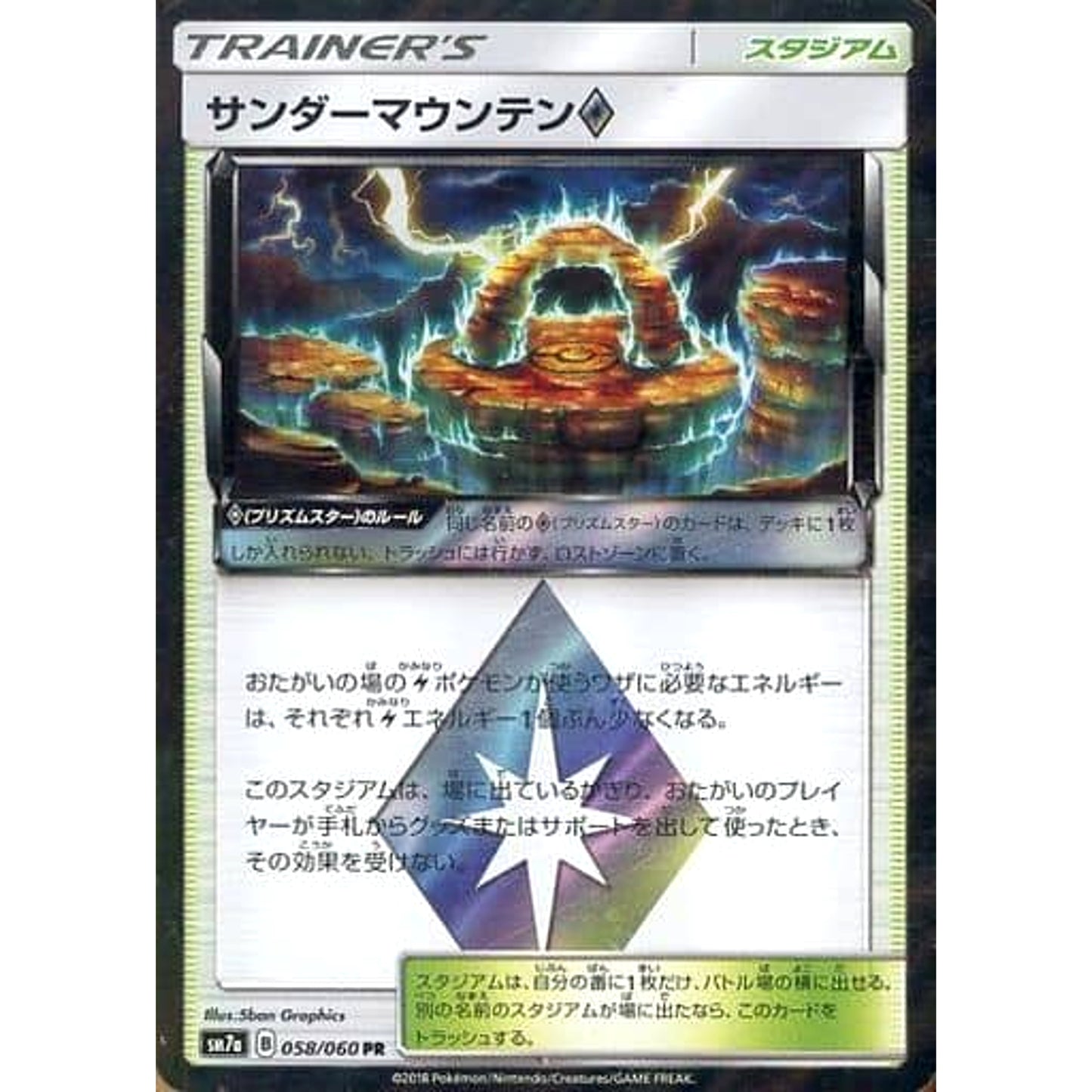 Pokemon Thunder Mountain Holo PR 058/060 SM7a Thunderclap Spark Japanese Pokemon Card [USED]
