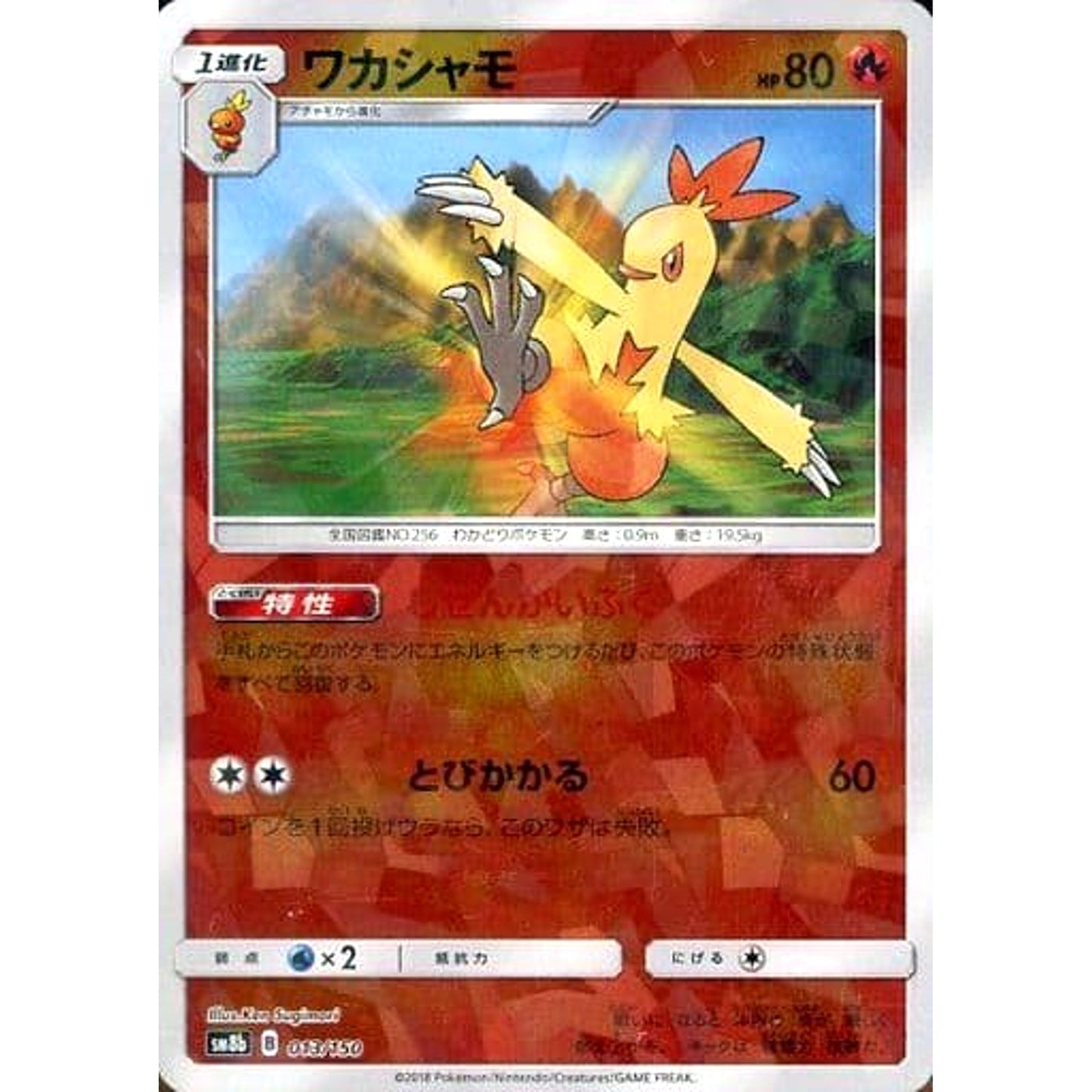 Pokemon Combusken Reverse Holo 013/150 SM8b Hidden Fates Japanese Pokemon Card [USED]