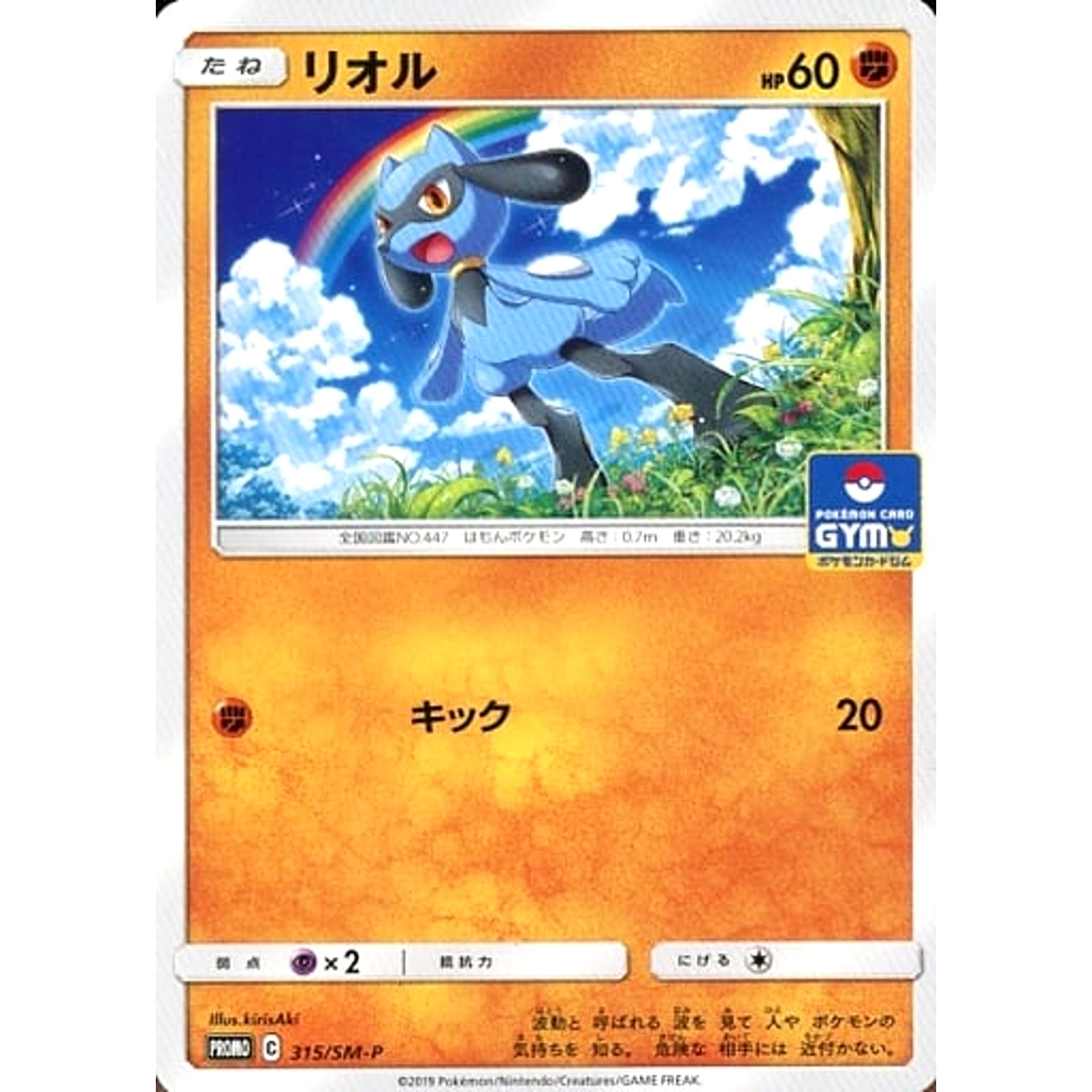 Pokemon Riolu Promo 315/SM-P Promotion Card SM-P Japanese Pokemon Card [USED]