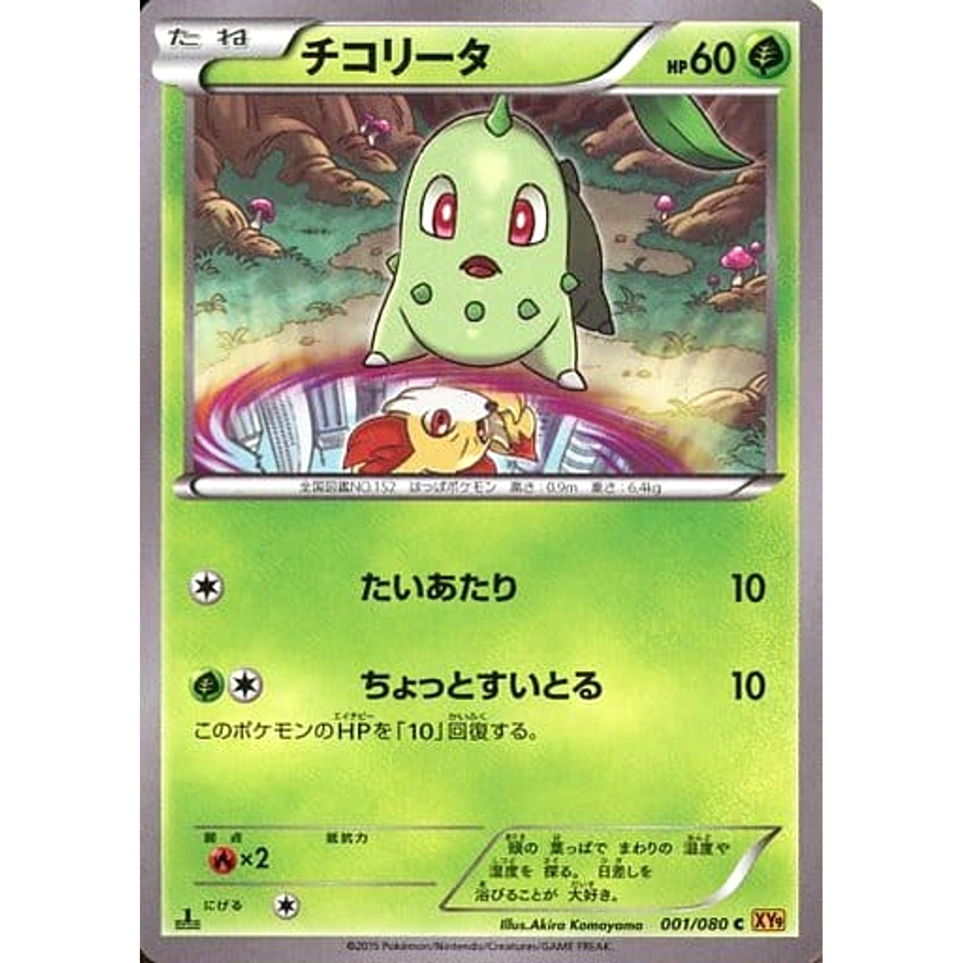 Pokemon Chikorita C 001/080 XY9 Rage of the Broken Heavens Japanese Pokemon Card [USED]