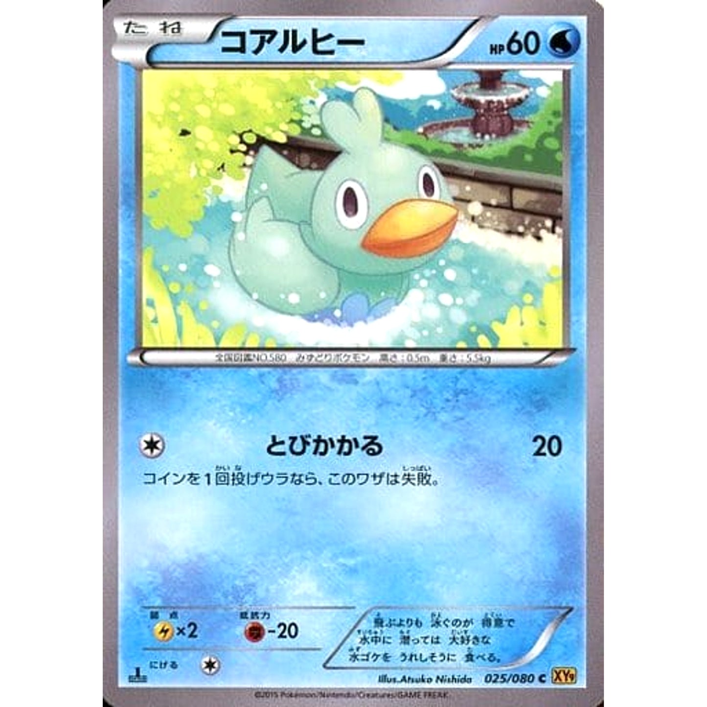 Pokemon Ducklett C 025/080 XY9 Rage of the Broken Heavens Japanese Pokemon Card [USED]