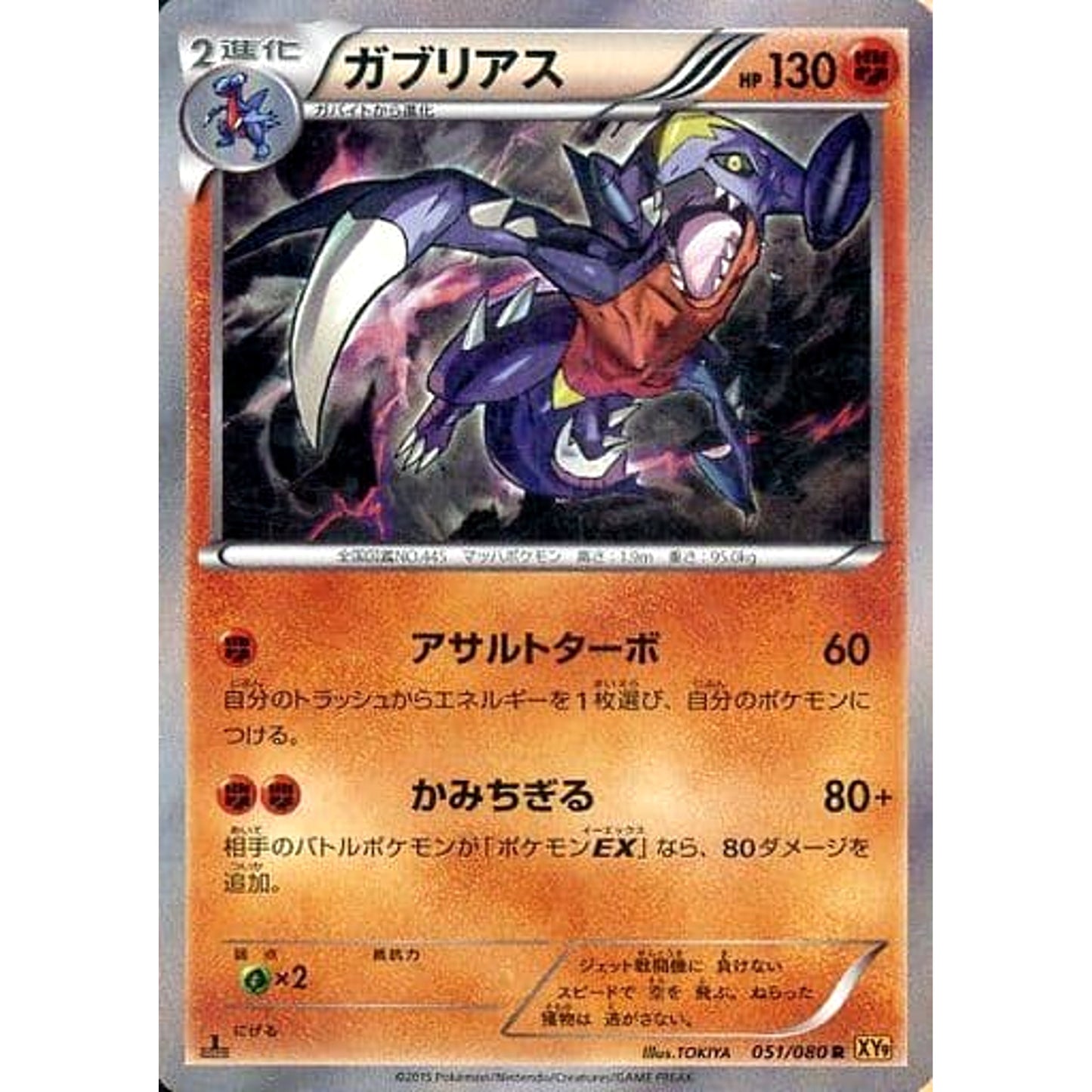 Pokemon Garchomp Holo R 051/080 XY9 Rage of the Broken Heavens Japanese Pokemon Card [USED]