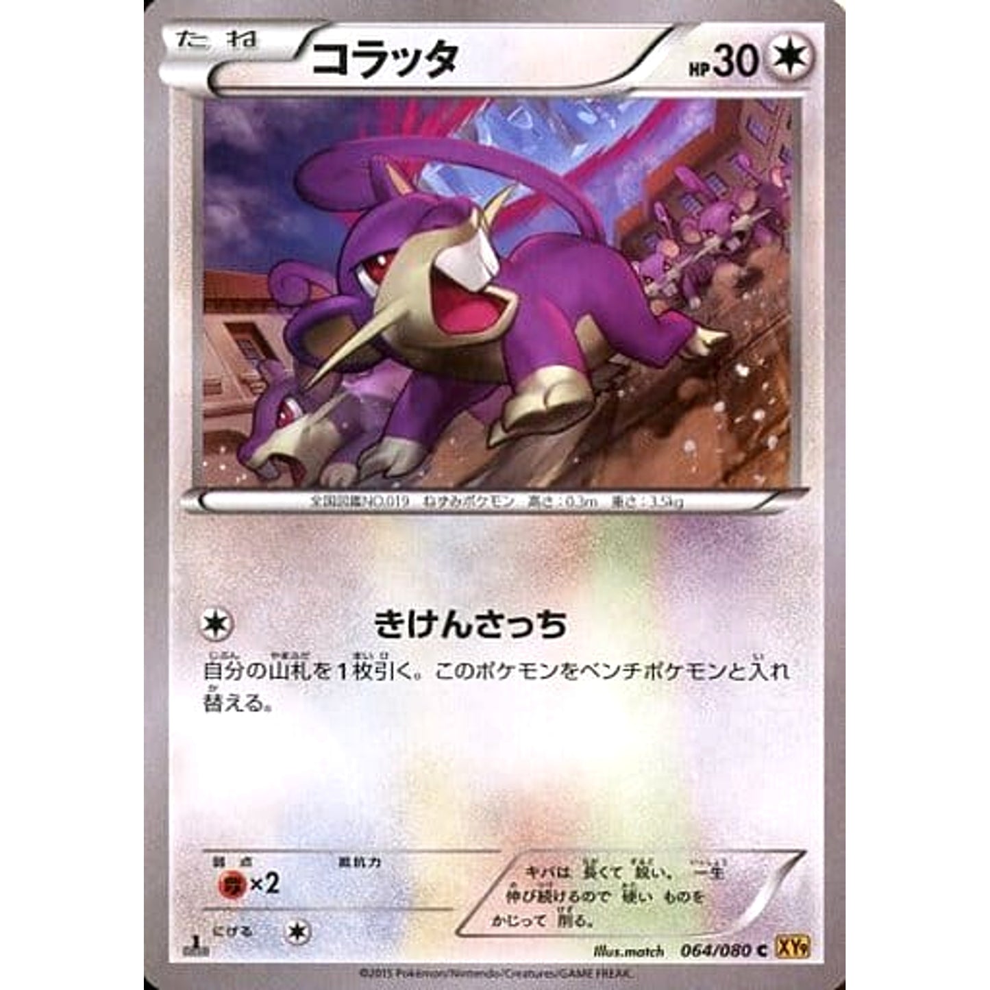 Pokemon Rattata C 064/080 XY9 Rage of the Broken Heavens Japanese Pokemon Card [USED]