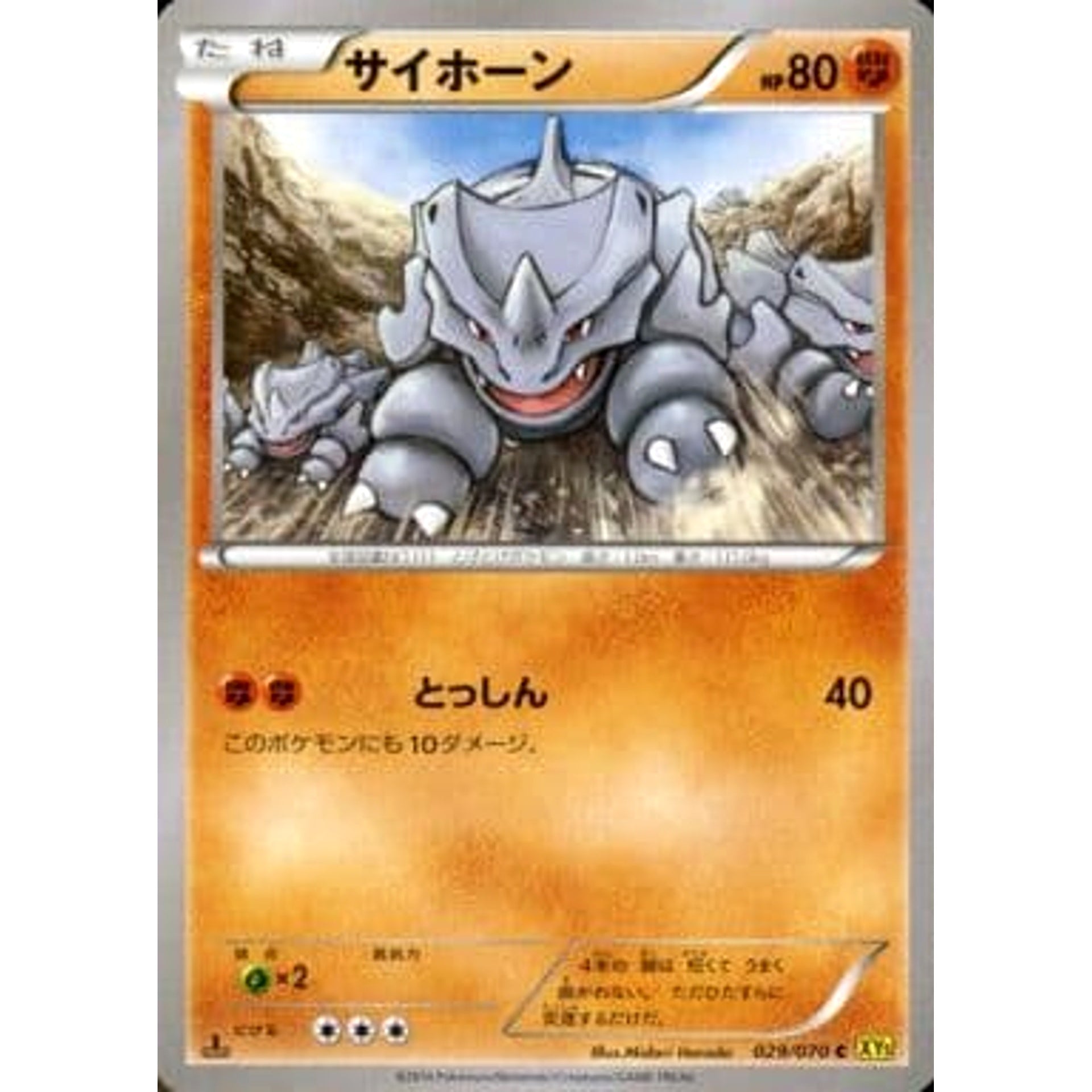 Pokemon Rhyhorn C 029/070 XY5 Gaia Volcano Japanese Pokemon Card [USED]