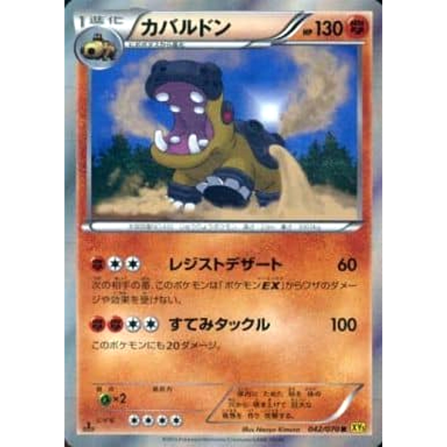 Pokemon Hippowdon Holo R 042/070 XY5 Gaia Volcano Japanese Pokemon Card [USED]