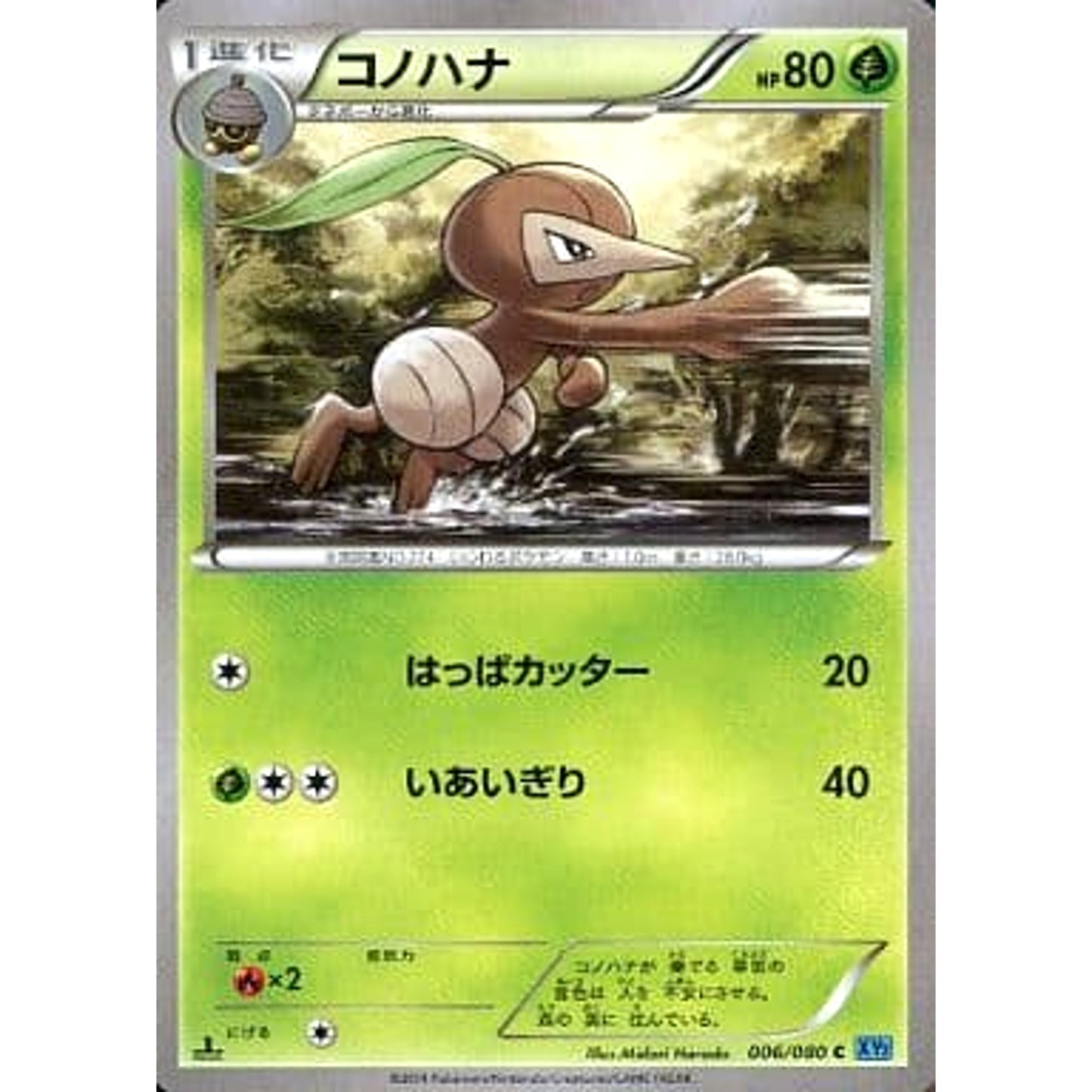 Pokemon Nuzleaf C 006/080 XY2 Wild Blaze Japanese Pokemon Card [USED]