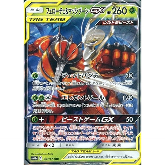 Pokemon Pheromosa & Buzzwole GX Holo RR 001/173 SM12a Tag All Stars Japanese Pokemon Card [USED]
