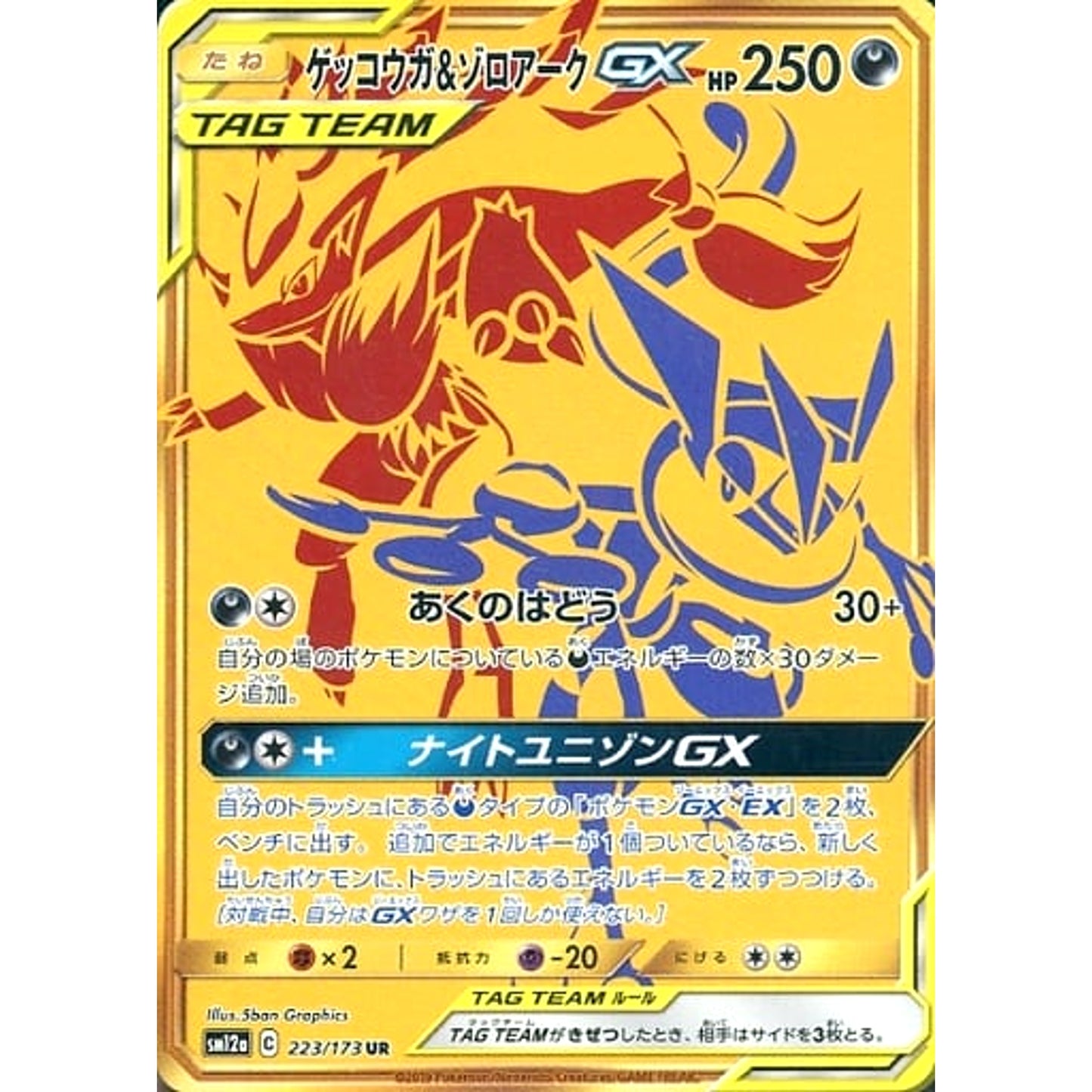 Pokemon Greninja & Zoroark GX Holo UR 223/173 SM12a Tag All Stars Japanese Pokemon Card [USED]