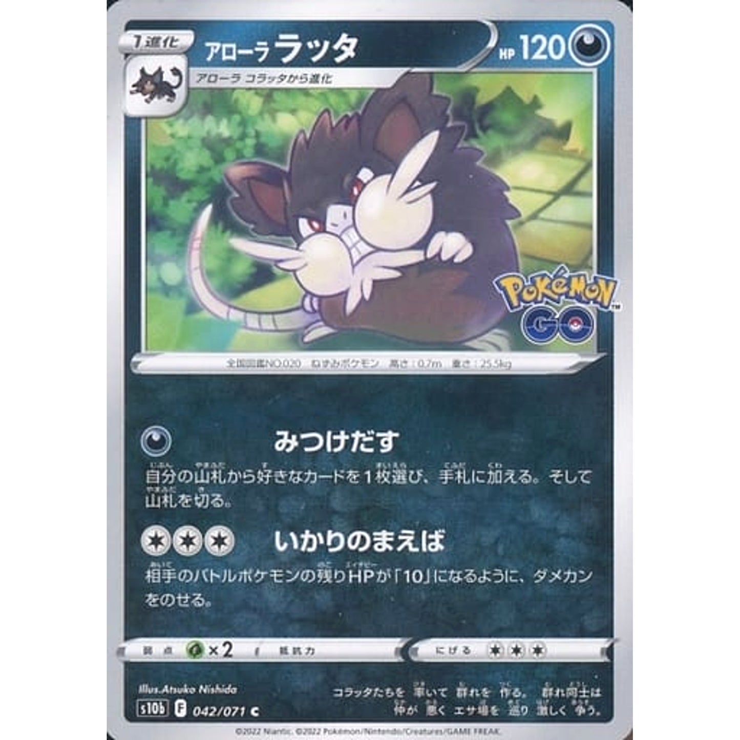 Pokemon Alolan Raticate C 042/071 S10b Pokemon GO Japanese Pokemon Card [USED]