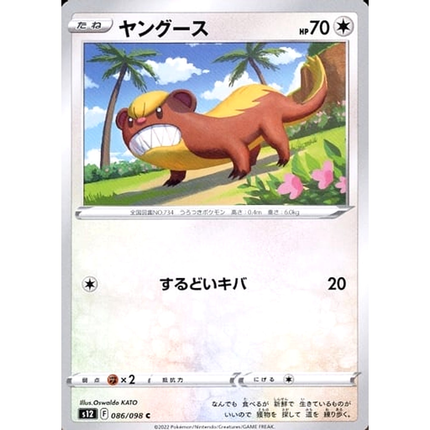 Pokemon Yungoos C 086/098 S12 Paradigm Trigger Japanese Pokemon Card [USED]