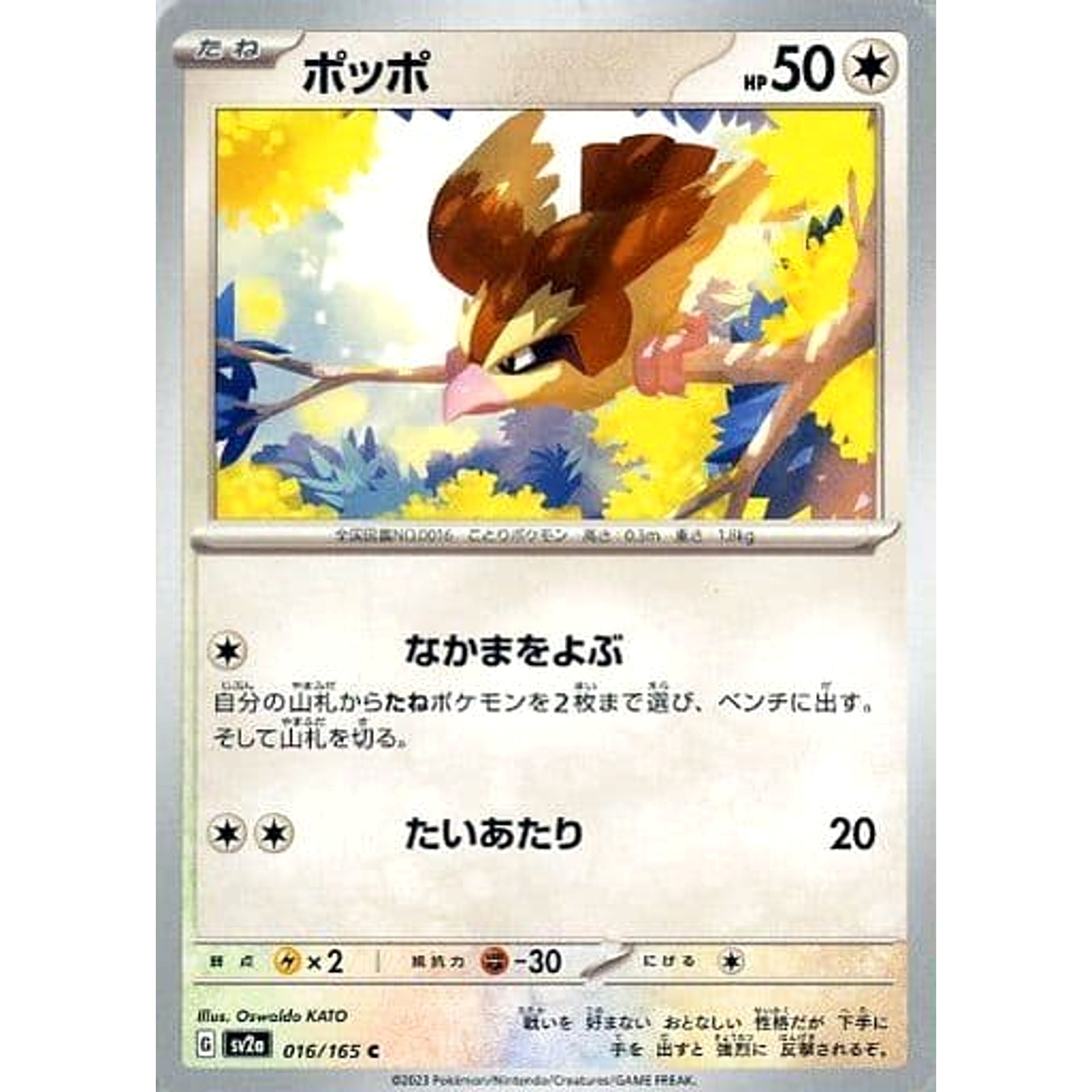 Pokemon Pidgey C 016/165 SV2a Pokemon Card 151 Japanese Pokemon Card [USED]