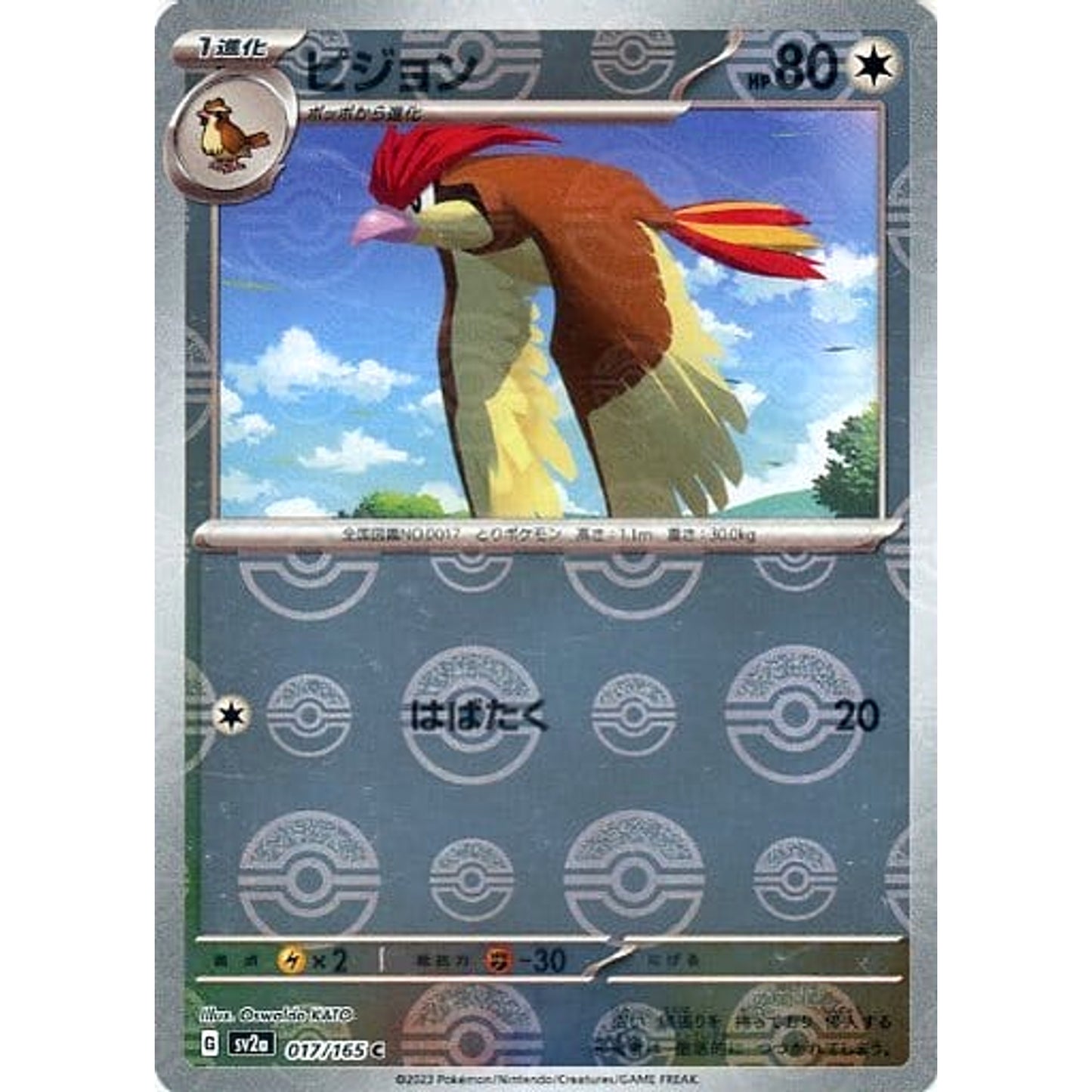 Pokemon Pidgeotto Reverse Holo C 017/165 SV2a Pokemon Card 151 Japanese Pokemon Card [USED]