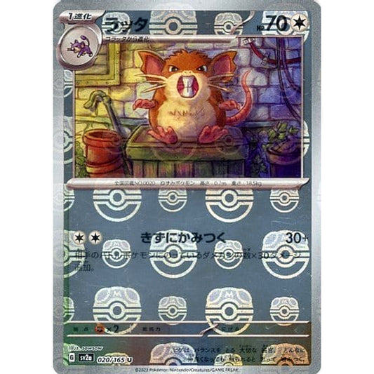 Pokemon Raticate Master Ball Reverse Holo U 020/165 SV2a Pokemon Card 151 Japanese Pokemon Card [USED]