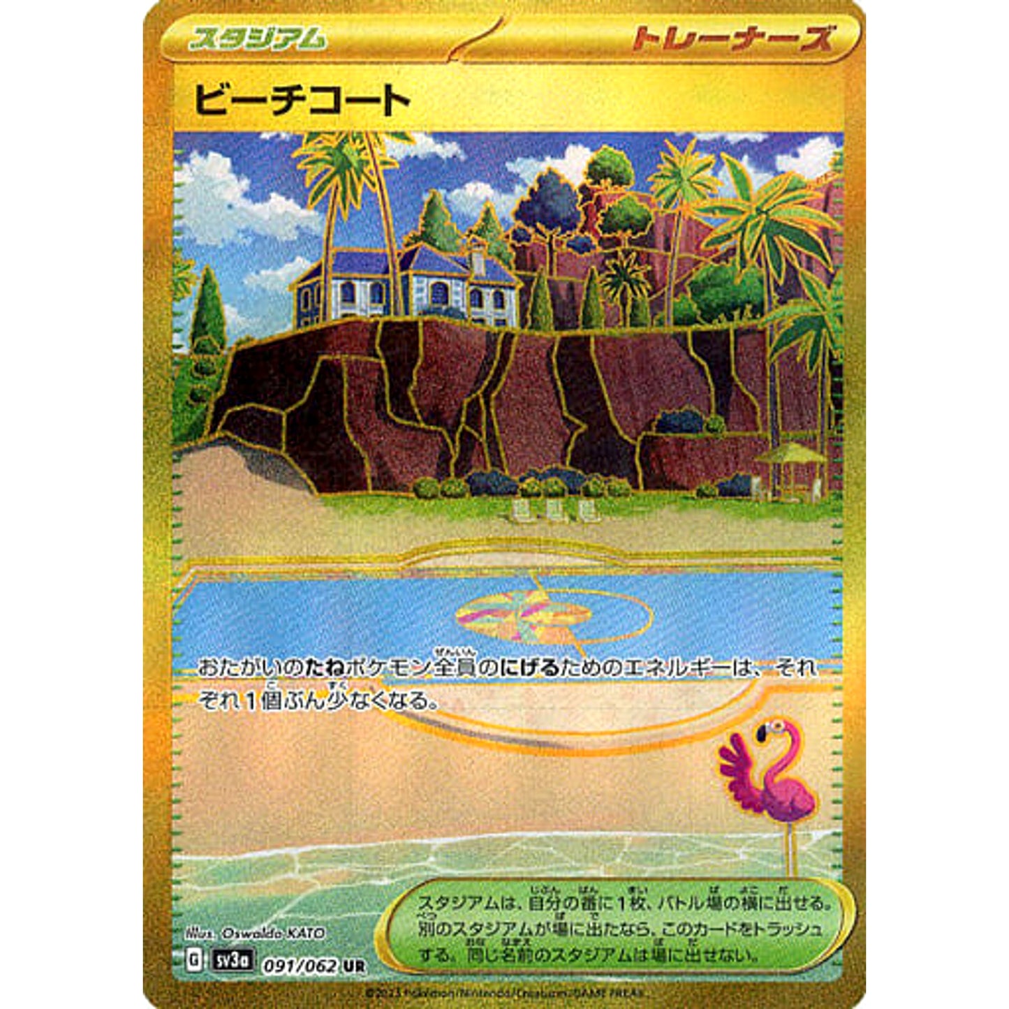 Pokemon Beach Court Holo UR 091/062 SV3a Raging Surf Japanese Pokemon Card [USED]