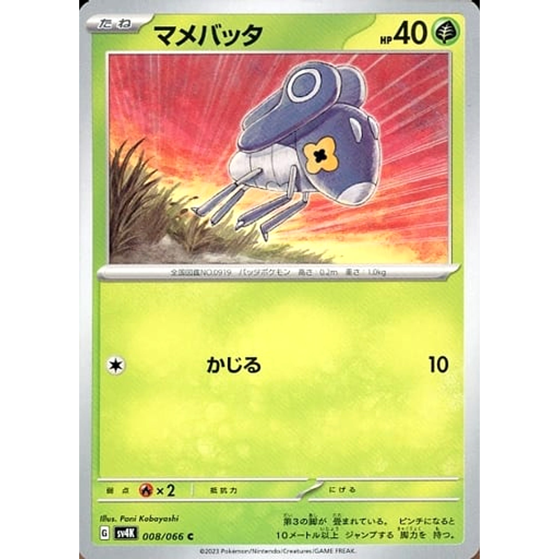 Pokemon Nymble C 008/066 SV4K Ancient Roar Japanese Pokemon Card [USED]