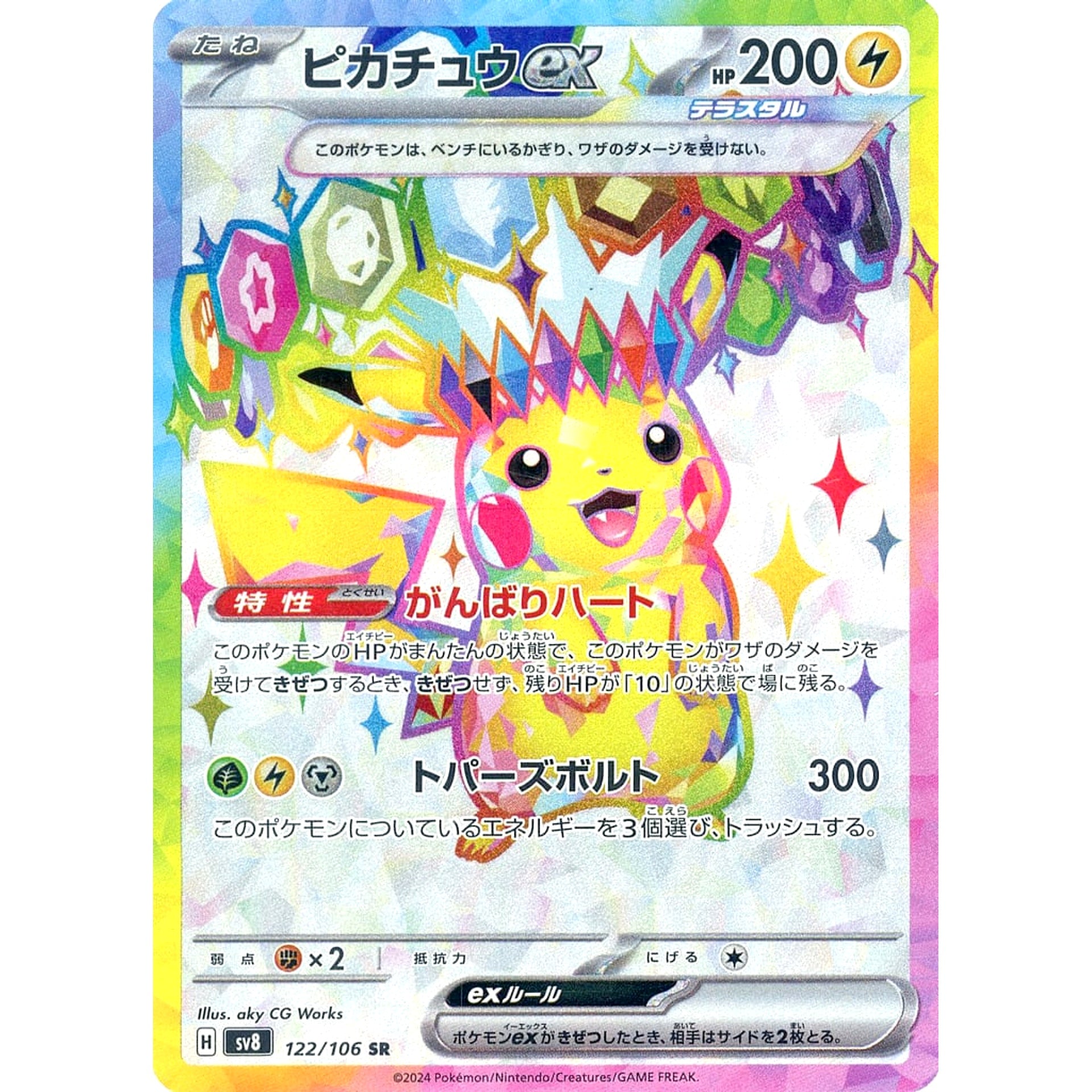Pokemon Pikachu EX Holo SR 122/106 SV8 Super Electric Breaker Japanese Pokemon Card [USED]