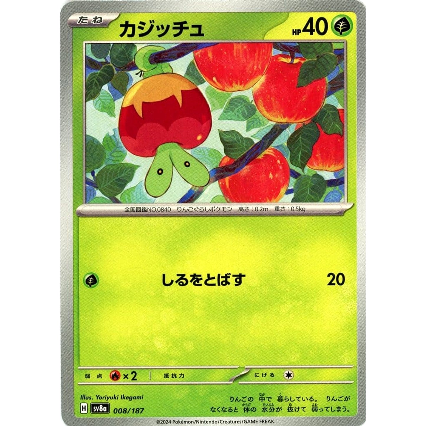 Pokemon Applin 008/187 SV8a Terastal Fest ex Japanese Pokemon Card [USED]