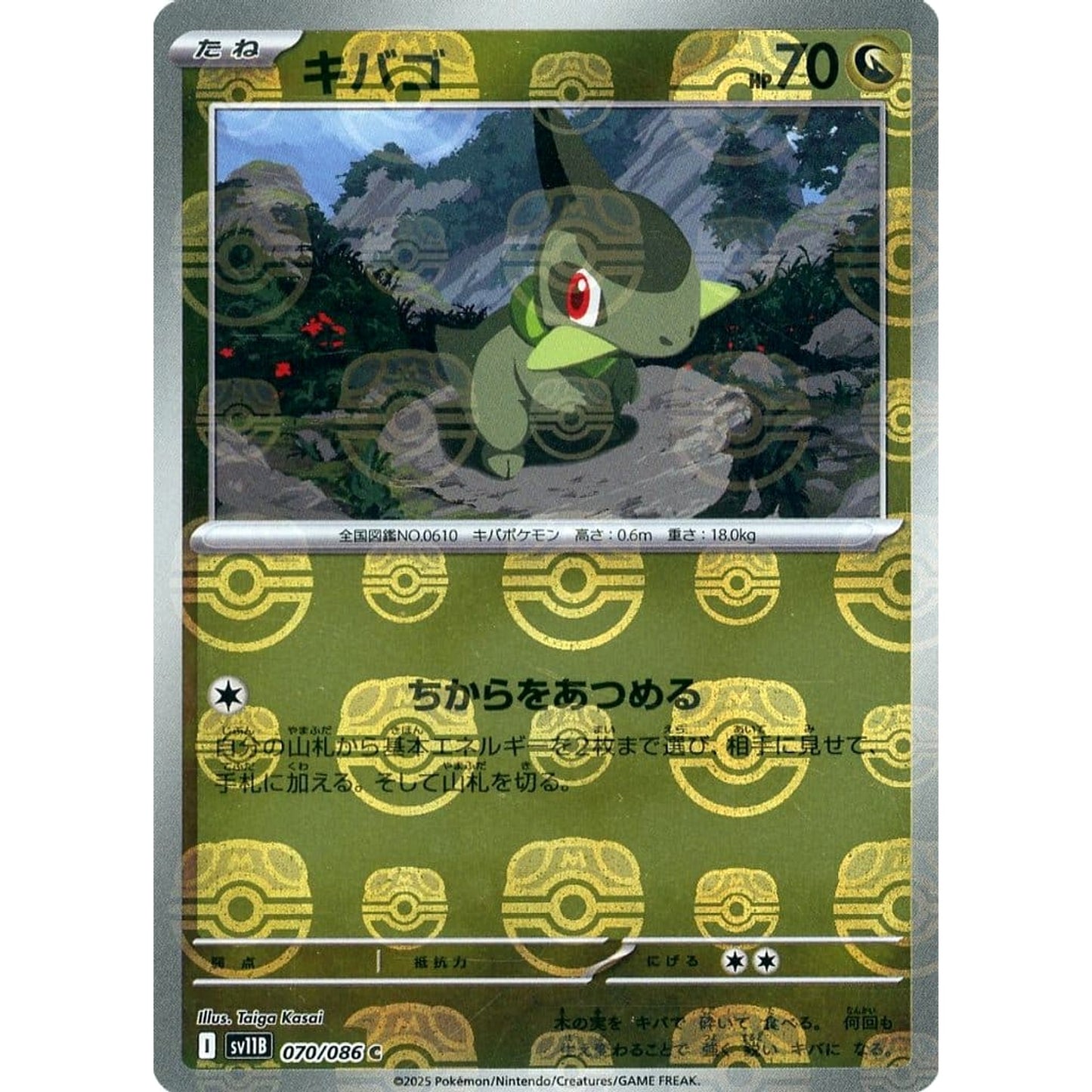 Pokemon Axew Master Ball Reverse Holo C 070/086 SV11B Black Bolt Japanese Pokemon Card [USED]