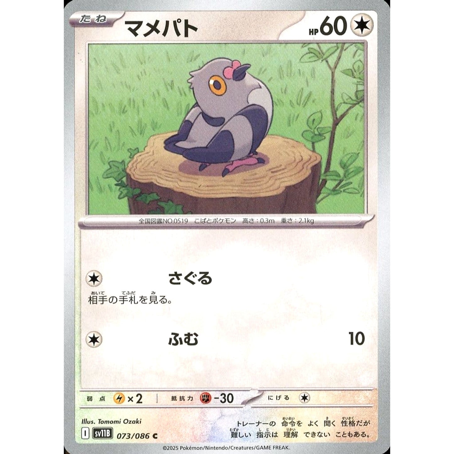Pokemon Pidove C 073/086 SV11B Black Bolt Japanese Pokemon Card [USED]