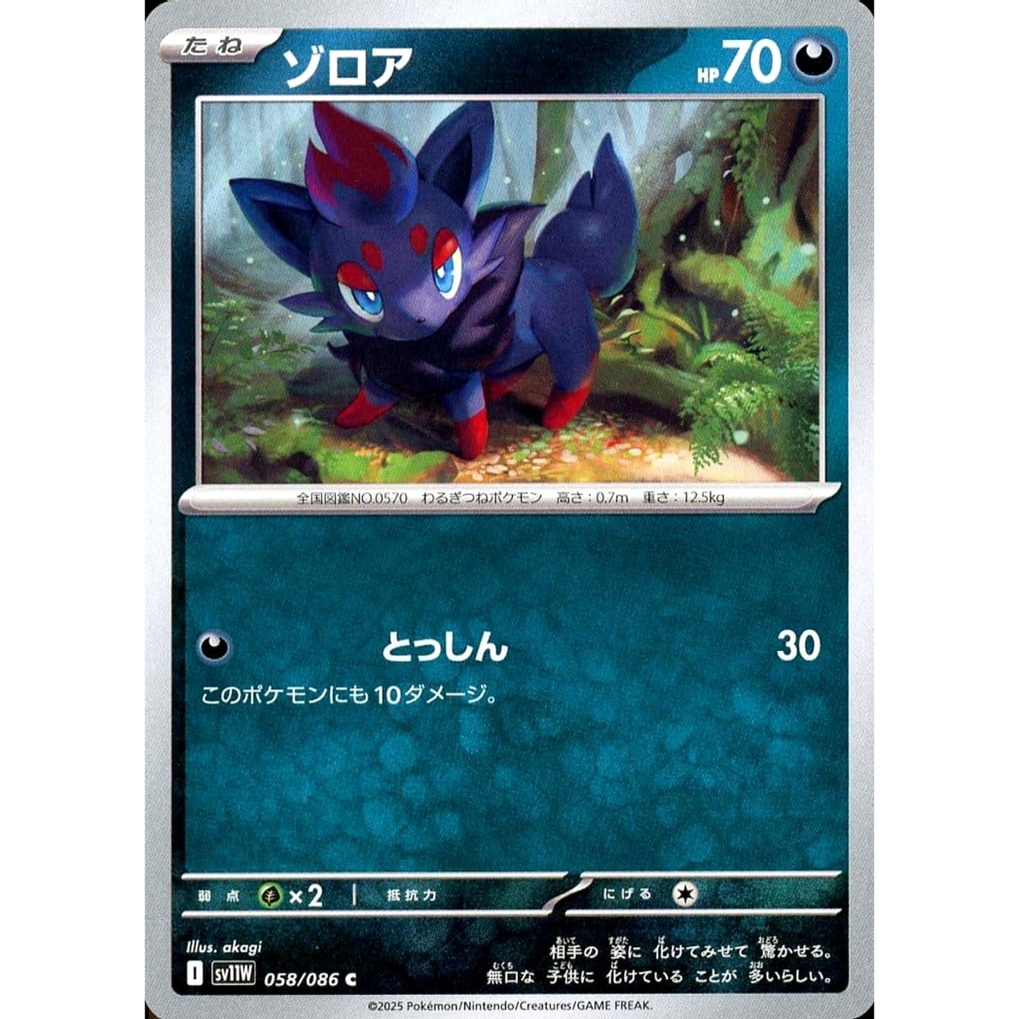 Pokemon Zorua C 058/086 SV11W White Flare Japanese Pokemon Card [USED]