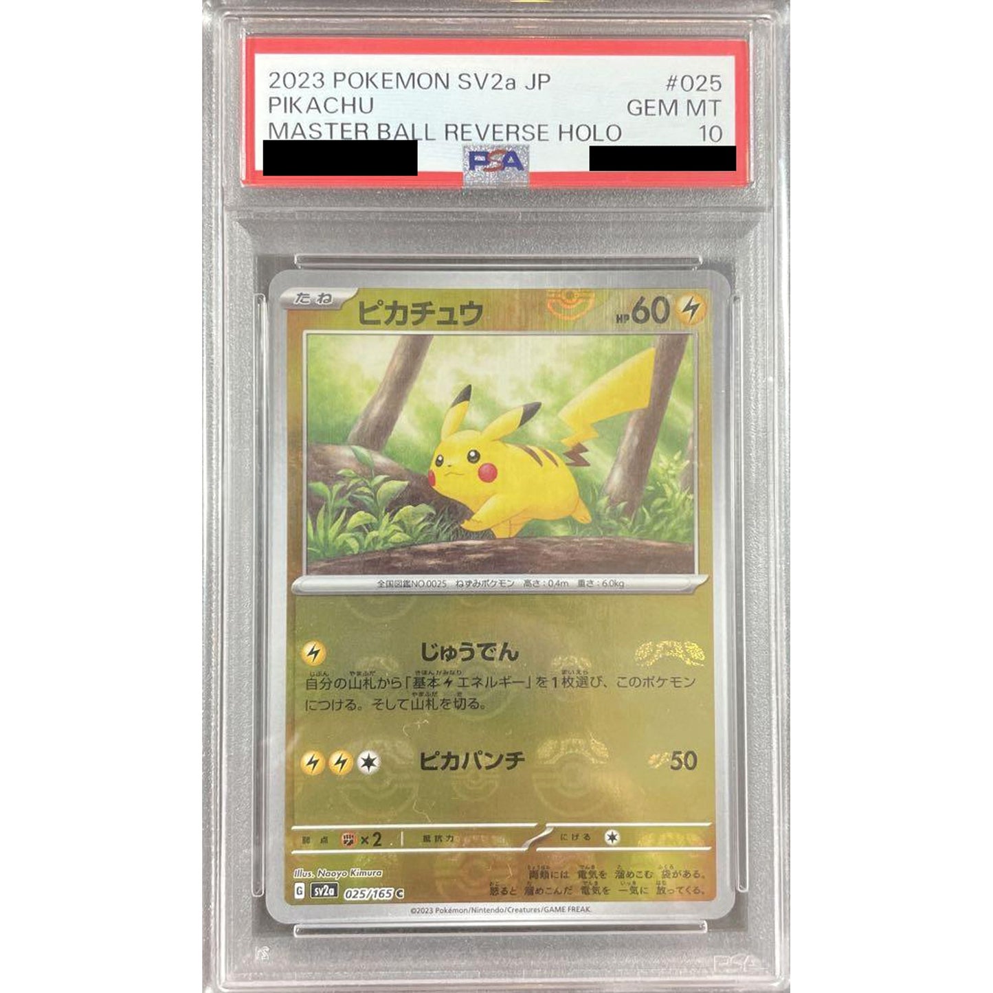 Pokemon Pikachu PSA 10 Master Ball Reverse Holo C 025/165 SV2a Pokemon Card 151 Japanese Pokemon Card [USED]