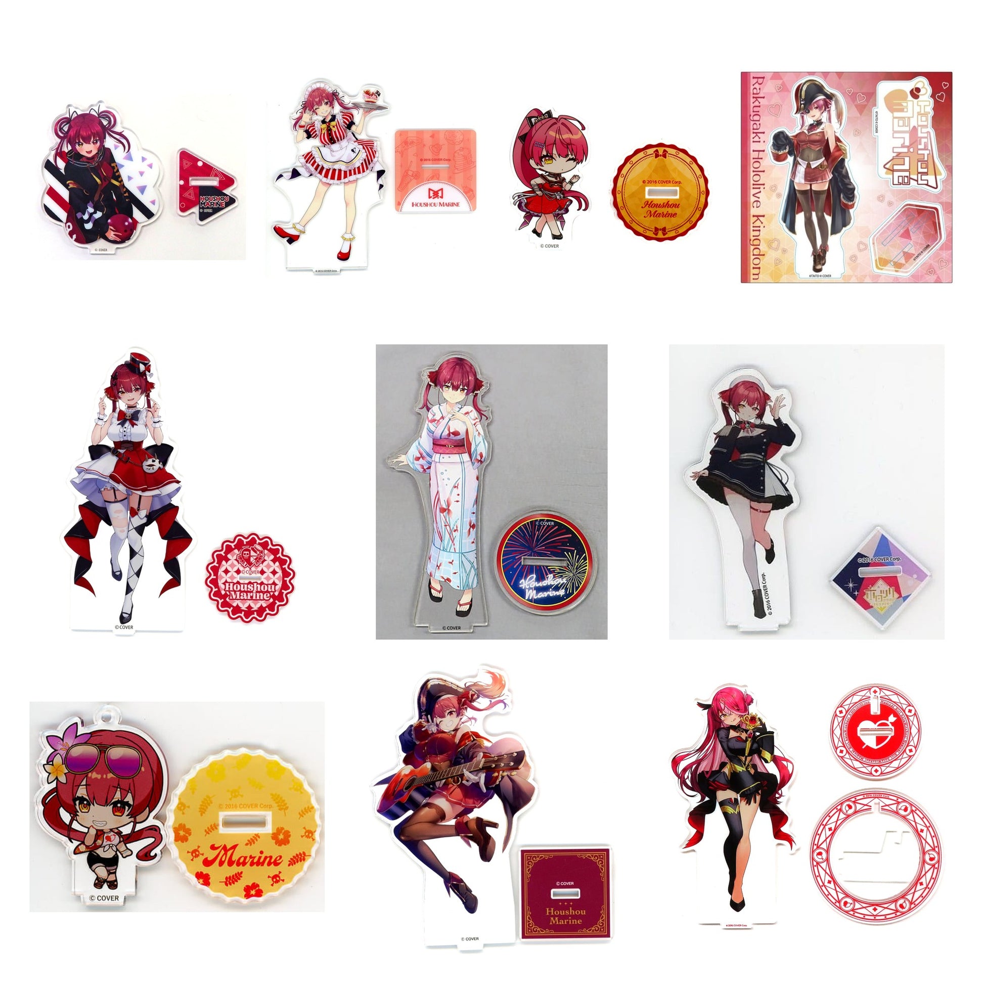 All 10 items included in Houshou Marine Acrylic Stands Curated Set of 10 (VTuber)