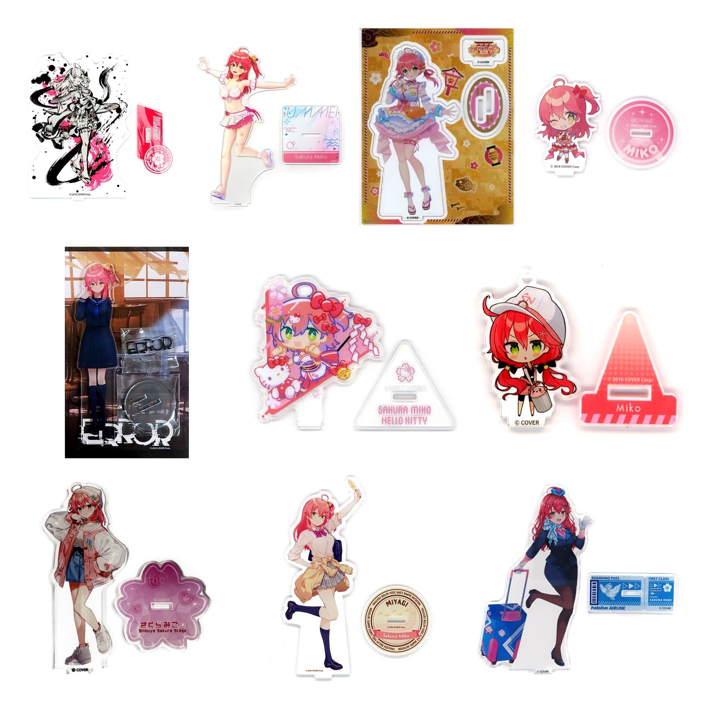 All 10 items included in Sakura Miko Acrylic Stands Curated Set of 10 (VTuber)