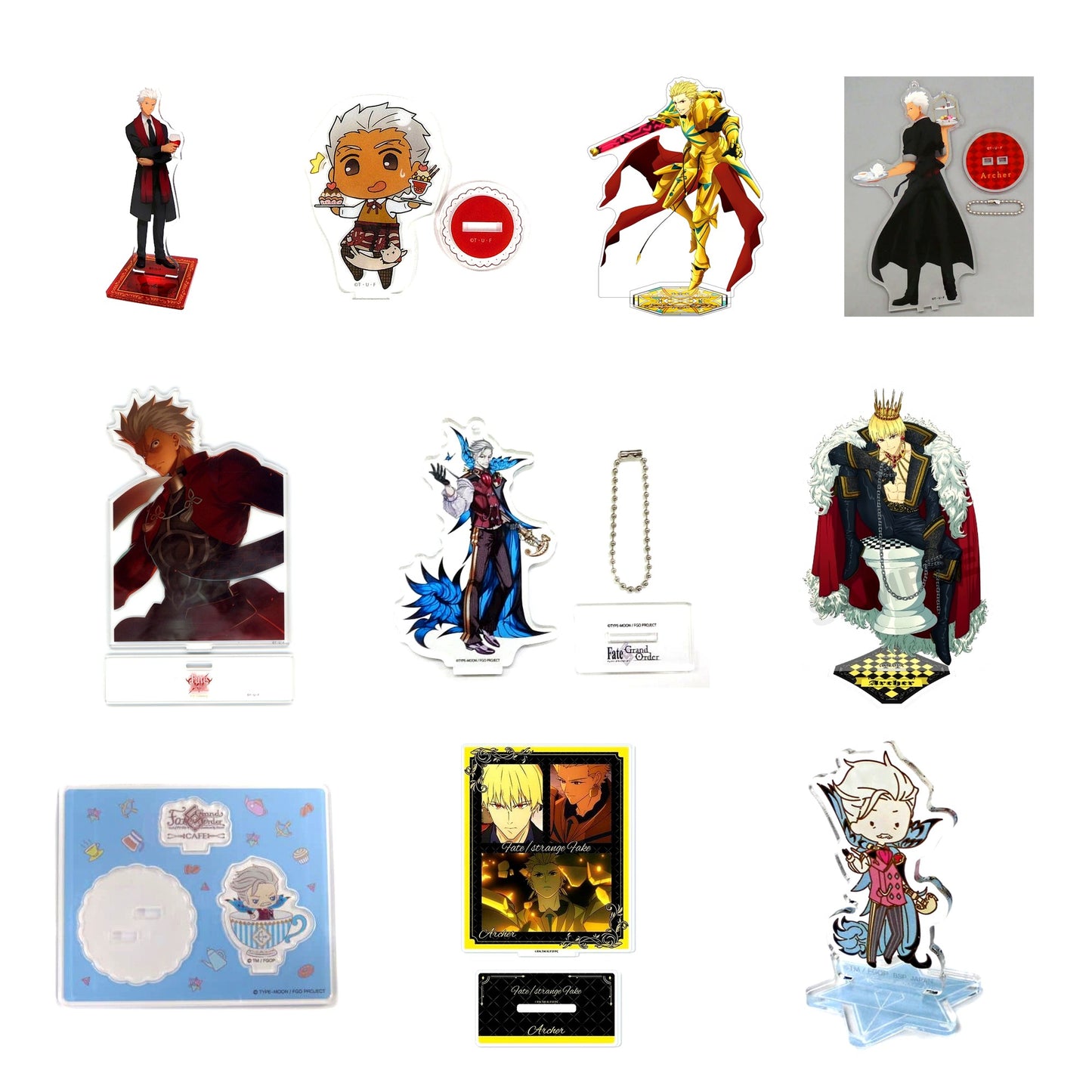 All 10 items included in Archer Acrylic Stands Curated Set of 10 (Fate Series)
