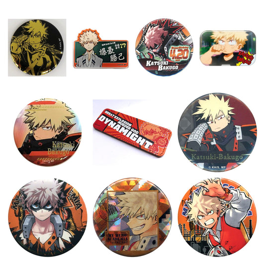 All 10 items included in Katsuki Bakugo Can Badges Curated Set of 10 (My Hero Academia)