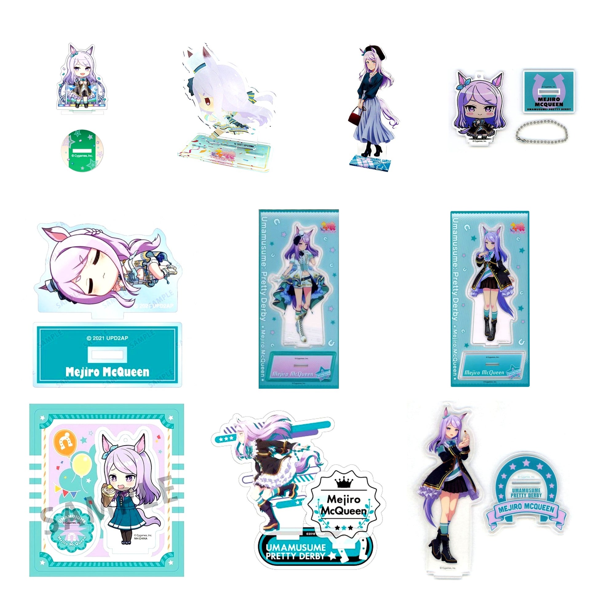 All 10 items included in Mejiro McQueen Acrylic Stands Curated Set of 10 (Umamusume: Pretty Derby)