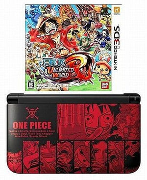 3DS LL Luffy Red One Piece: UnLimited World Red SS Adventure Pack: Nanatsu no Hikan & Myst Nintendo 3DS Series Console [USED]