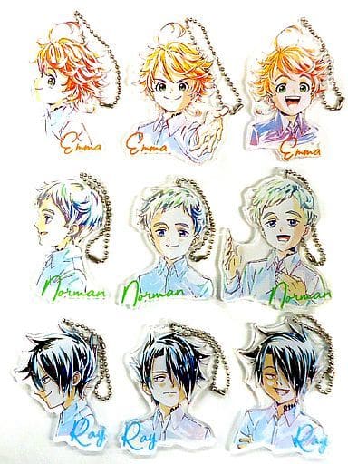 Norman, etc. The Promised Neverland Ani-Art Trading Acrylic Key Chains All 9 Types Set Key Ring [USED]